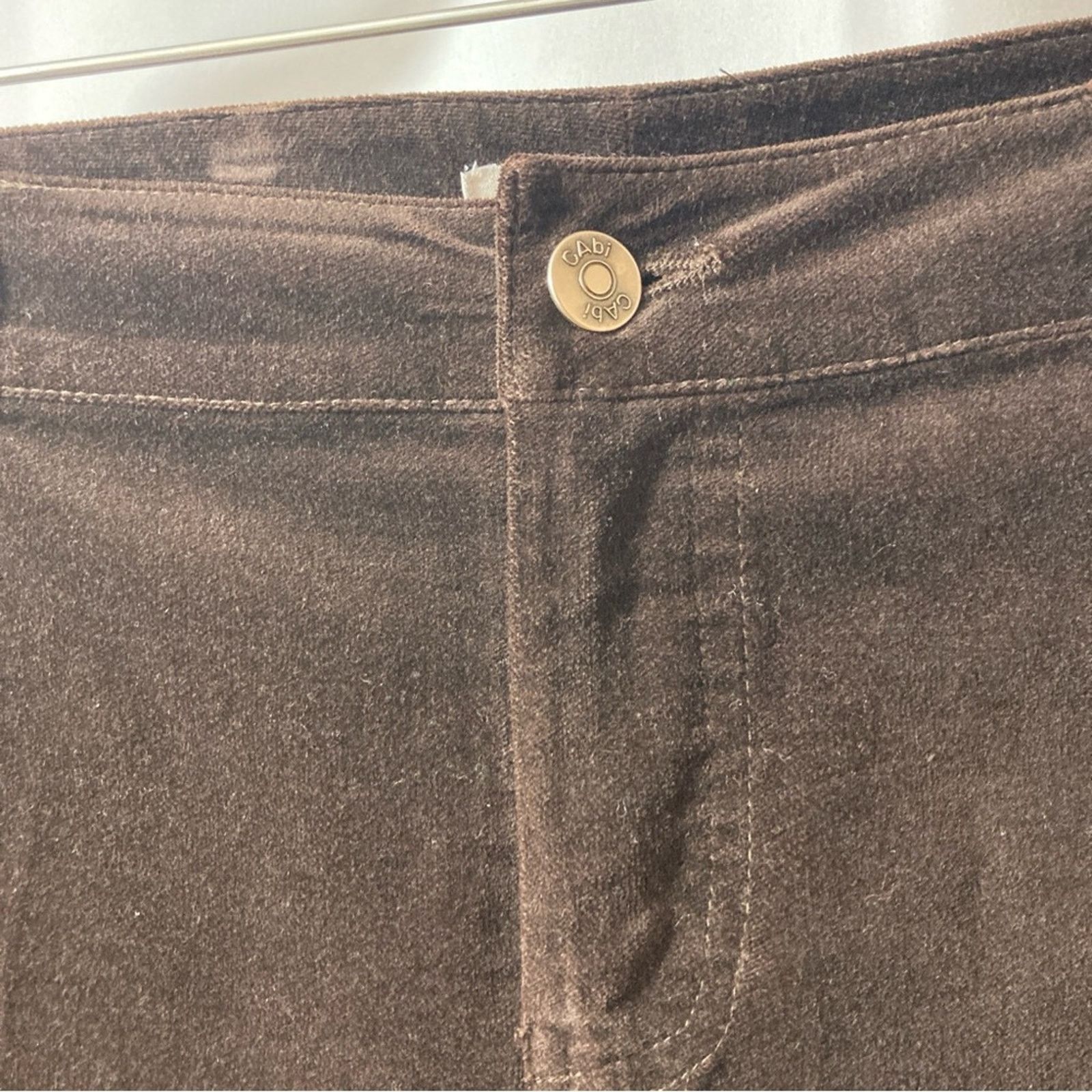 Other CAbi Brown Velvet Velour Straight Leg Trousers Slacks Pants Size 30" / US 8 / IT 44 - 3 Thumbnail