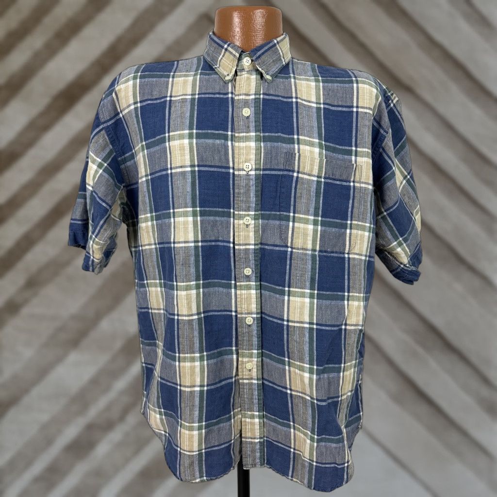 Vintage VINTAGE INC International Concepts Linen Blend Shirt Men M Plaid Button Down Size US M / EU 48-50 / 2 - 1 Thumbnail