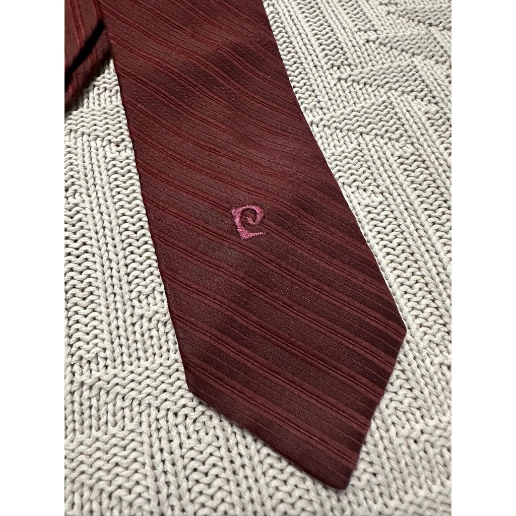 Pierre Cardin Vintage Pierre Cardin maroon monotone striped skinny tie Size ONE SIZE - 2 Thumbnail
