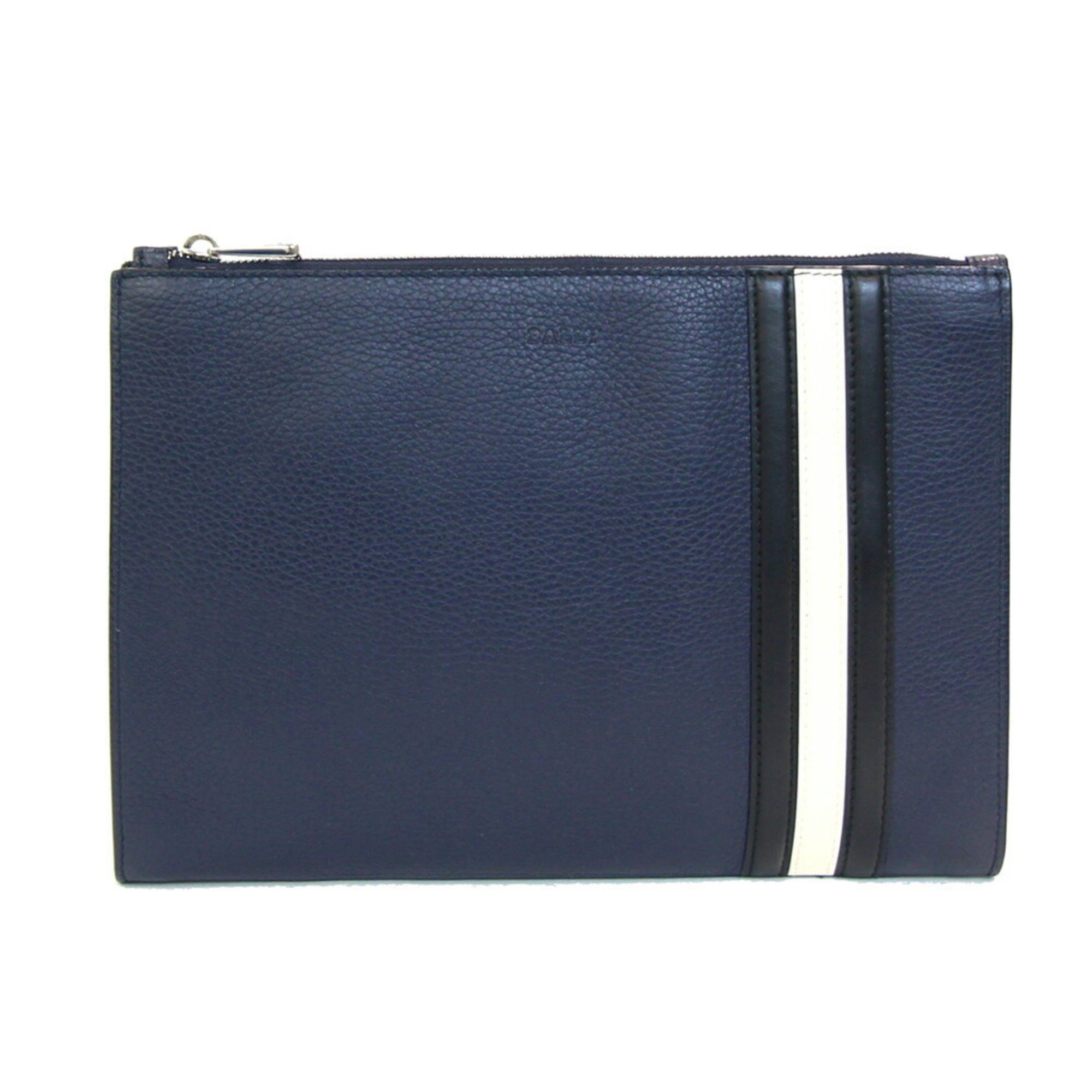 Bally BALLY Clutch Bag Navy Leather Second Pouch Stripe Men's Size ONE SIZE - 1 Thumbnail