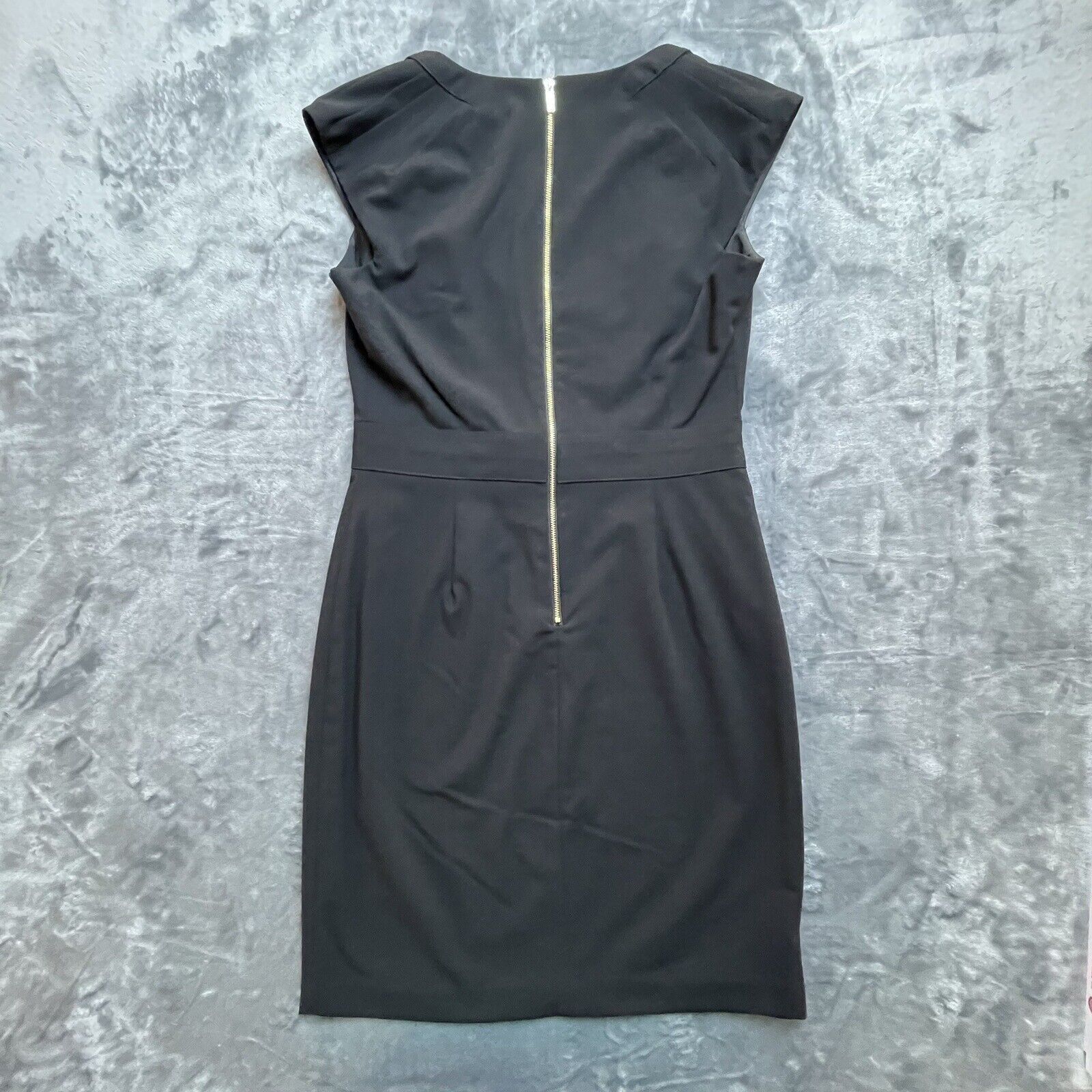 Calvin Klein Calvin Klein Dress Womens 6 Black Fitted Pleated Gold LBD Size M / US 6-8 / IT 42-44 - 2 Thumbnail