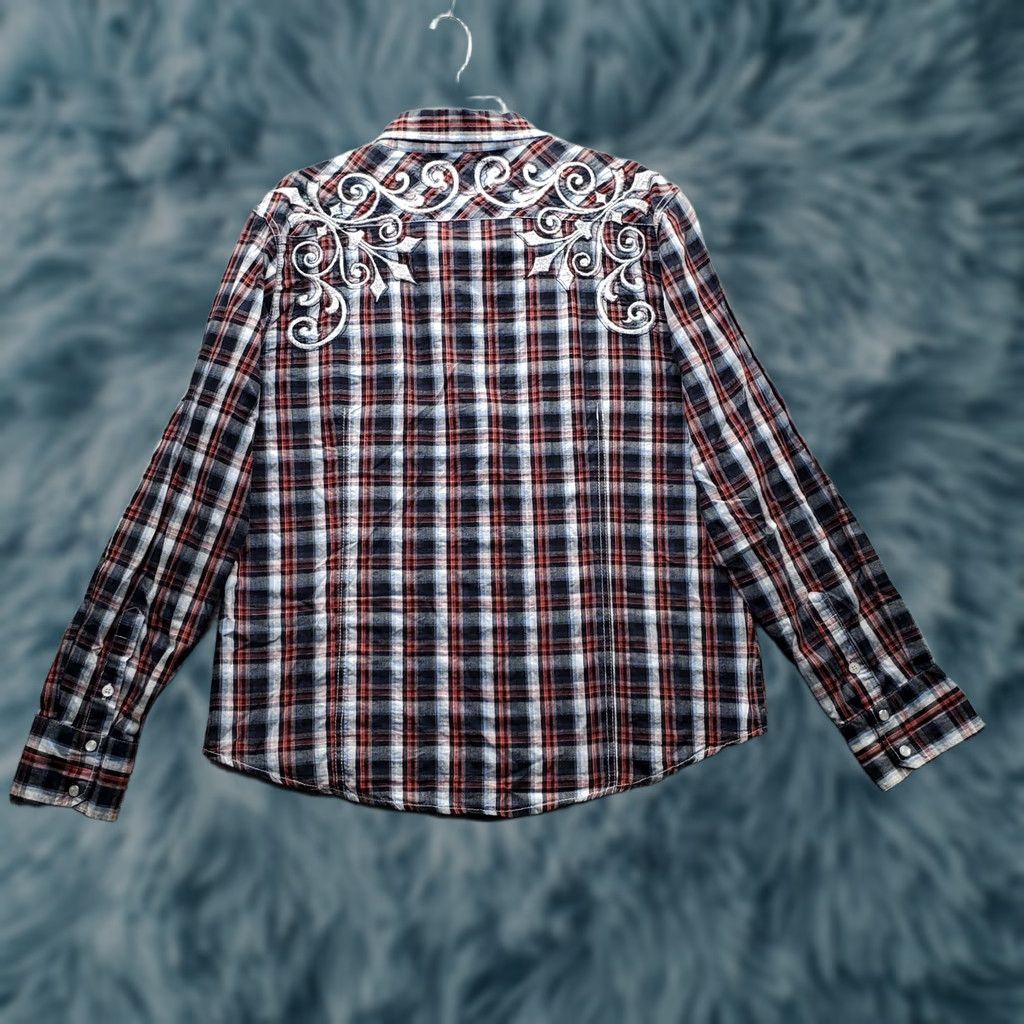 Vintage Pop Icon Western Rodeo Shirt Mens XL Multi Plaid Embroidered Pearl Snap Shirt Size US XL / EU 56 / 4 - 1 Thumbnail