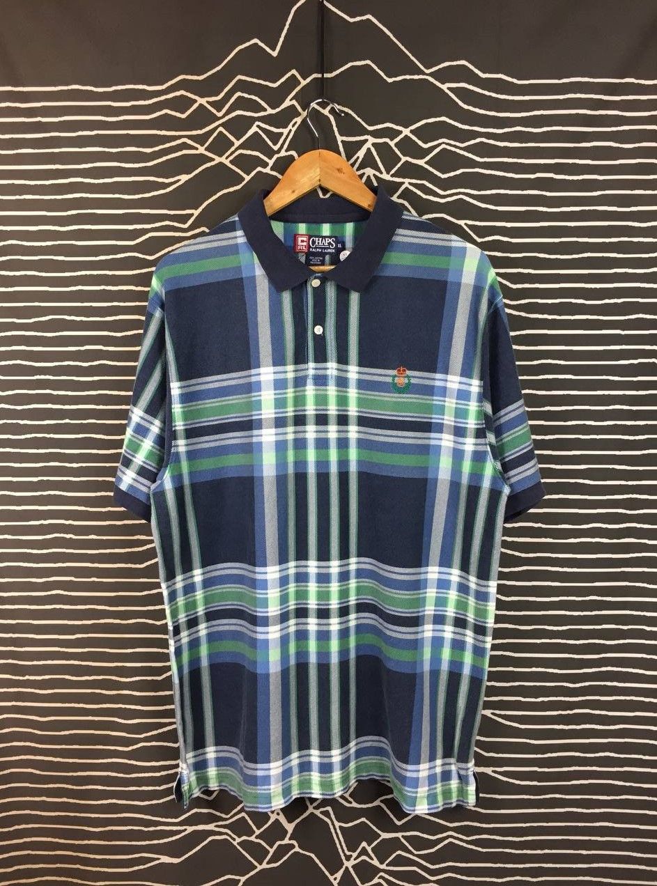 Chaps Ralph Lauren Vtg Chaps Ralph Lauren Crest Logo Plaid Polo Shirt Size US XL / EU 56 / 4 - 2 Thumbnail
