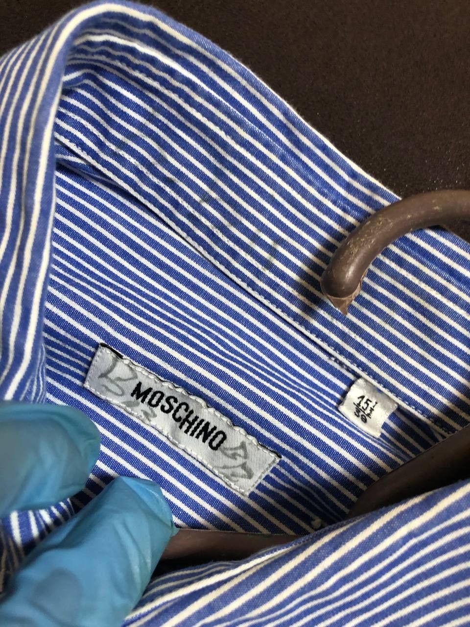 Moschino Moschino Shirt Mens Blue Stripe Red Heart Logo Size US M / EU 48-50 / 2 - 2 Thumbnail