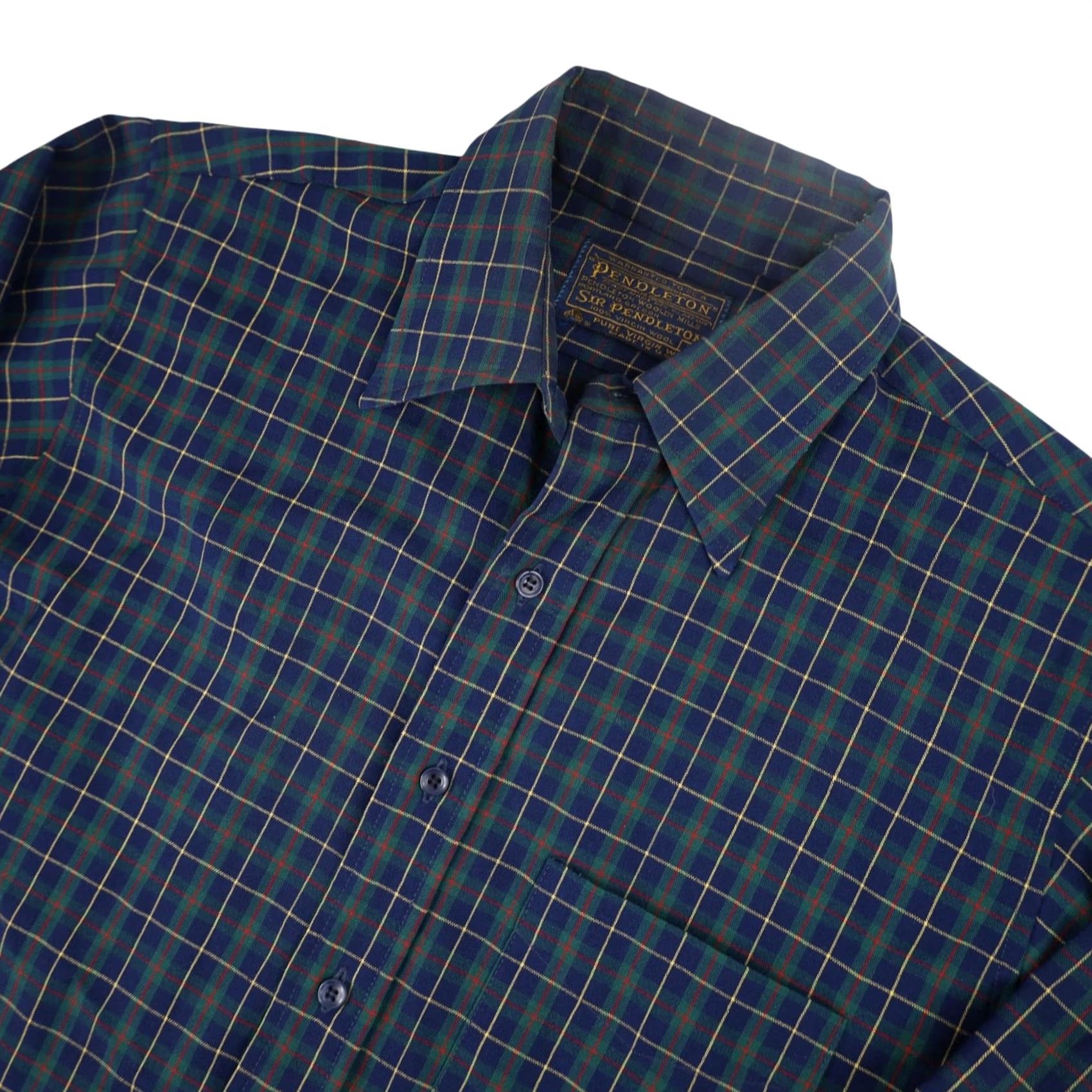 Pendleton VINTAGE Pendleton Dress Shirt Men M Wool Blue Sir True Vintage Wool Dress Shirt Men M Blue Sir Pendleton 8/10 21"x30" Size 40R - 2 Thumbnail