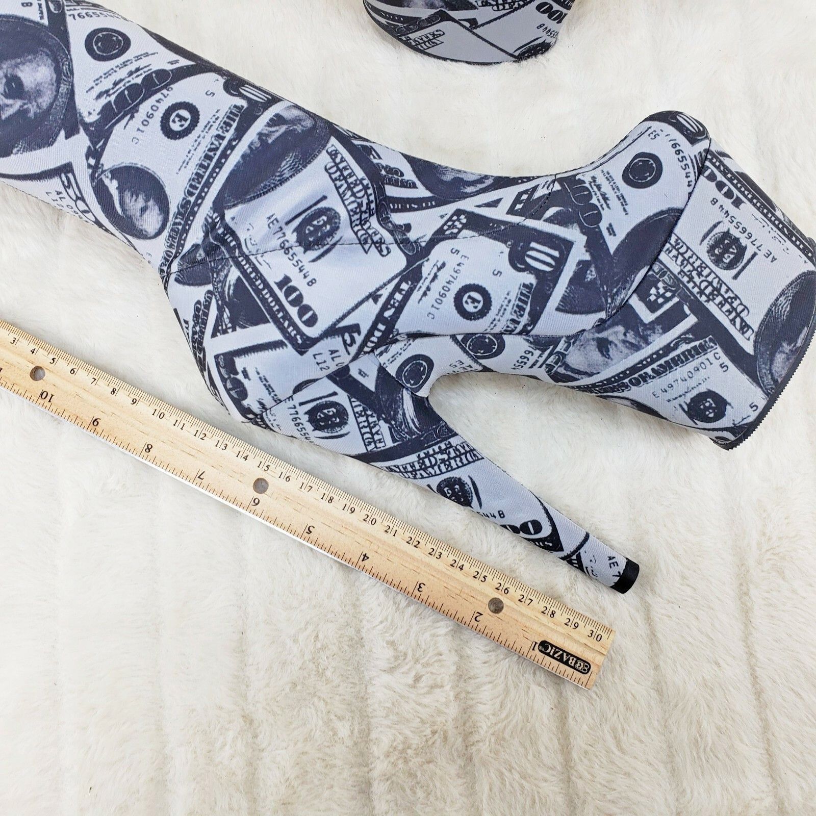 Other Adore 1002DP Money Print 7" High Heel Pull On Stretch Platfo Size US 7 / IT 37 - 3 Thumbnail