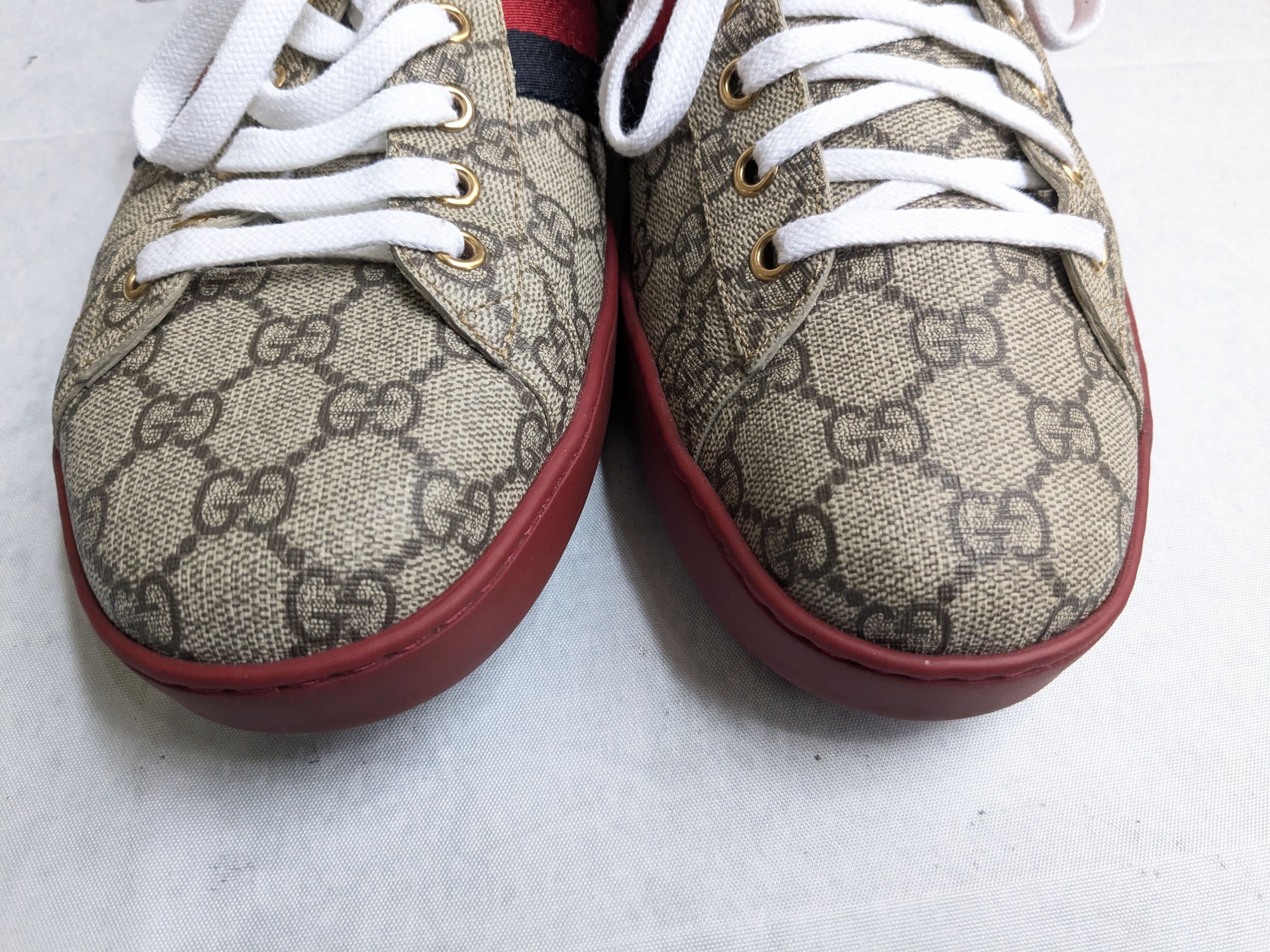 Gucci Gucci Ace Supreme Sneakers 12.5 Monogram Logo Red Size US 12.5 / EU 45-46 - 4 Thumbnail