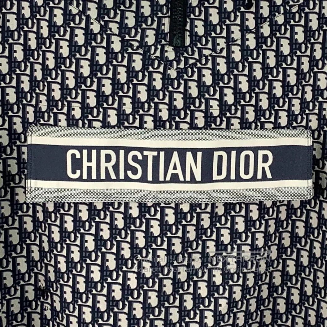 Dior Dior Navy Blue Logo Jacquard Full Print Half-Zip Hooded Lo Size XS / US 0-2 / IT 36-38 - 4 Thumbnail