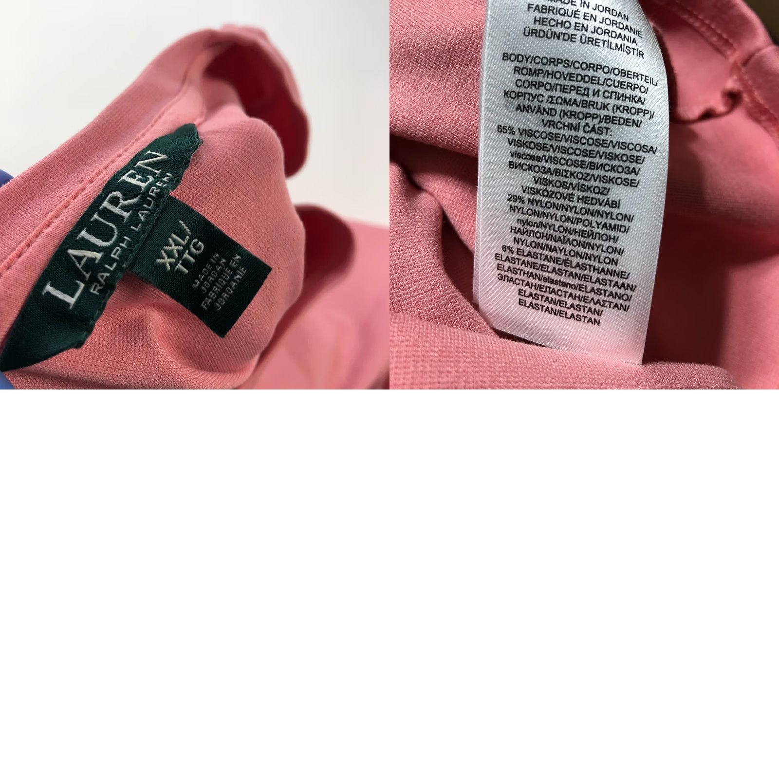 Ralph Lauren Lauren Ralph Lauren Blouse Shirt Viscose Nylon Pink XXL Bell Sleeve Pullover Top Women Regular Fit Crew Neck Casual Business Modern Classic Size XXL / US 16-18 / IT 52-54 - 8 Thumbnail