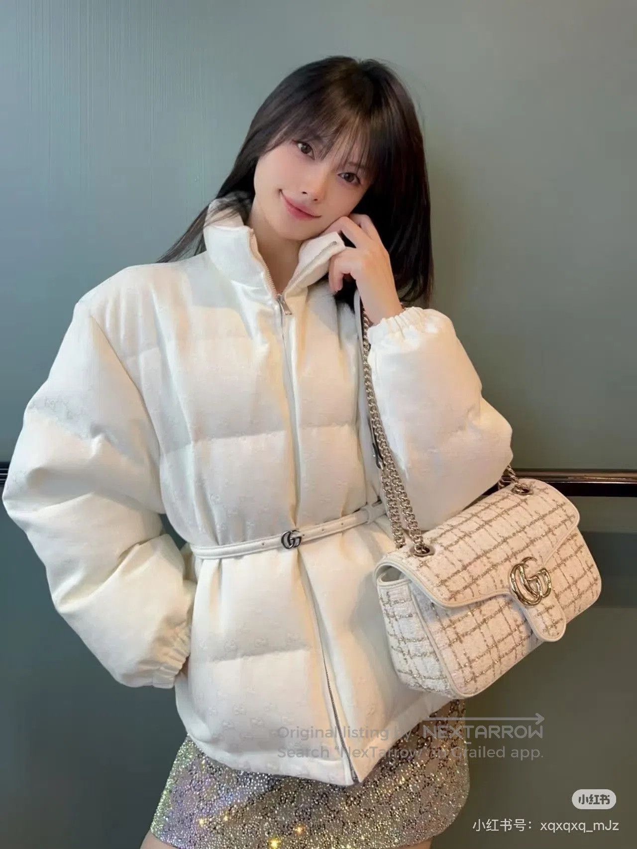 Gucci Gucci White Full Logo Down Jacket. Size M / US 6-8 / IT 42-44 - 1 Thumbnail