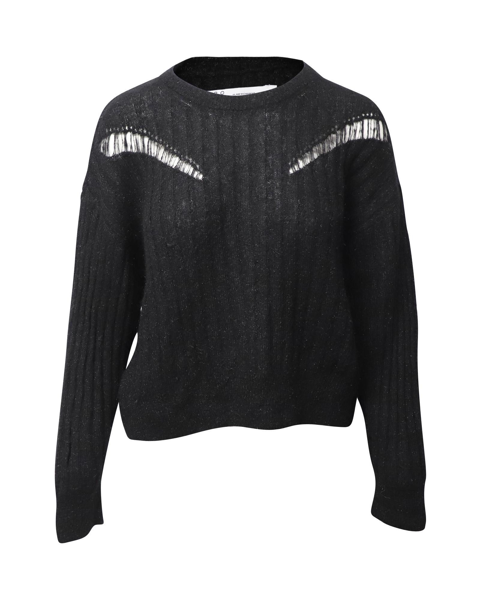 image of Iro Distressed Black Nylon Pullover, Women's (Size XS)