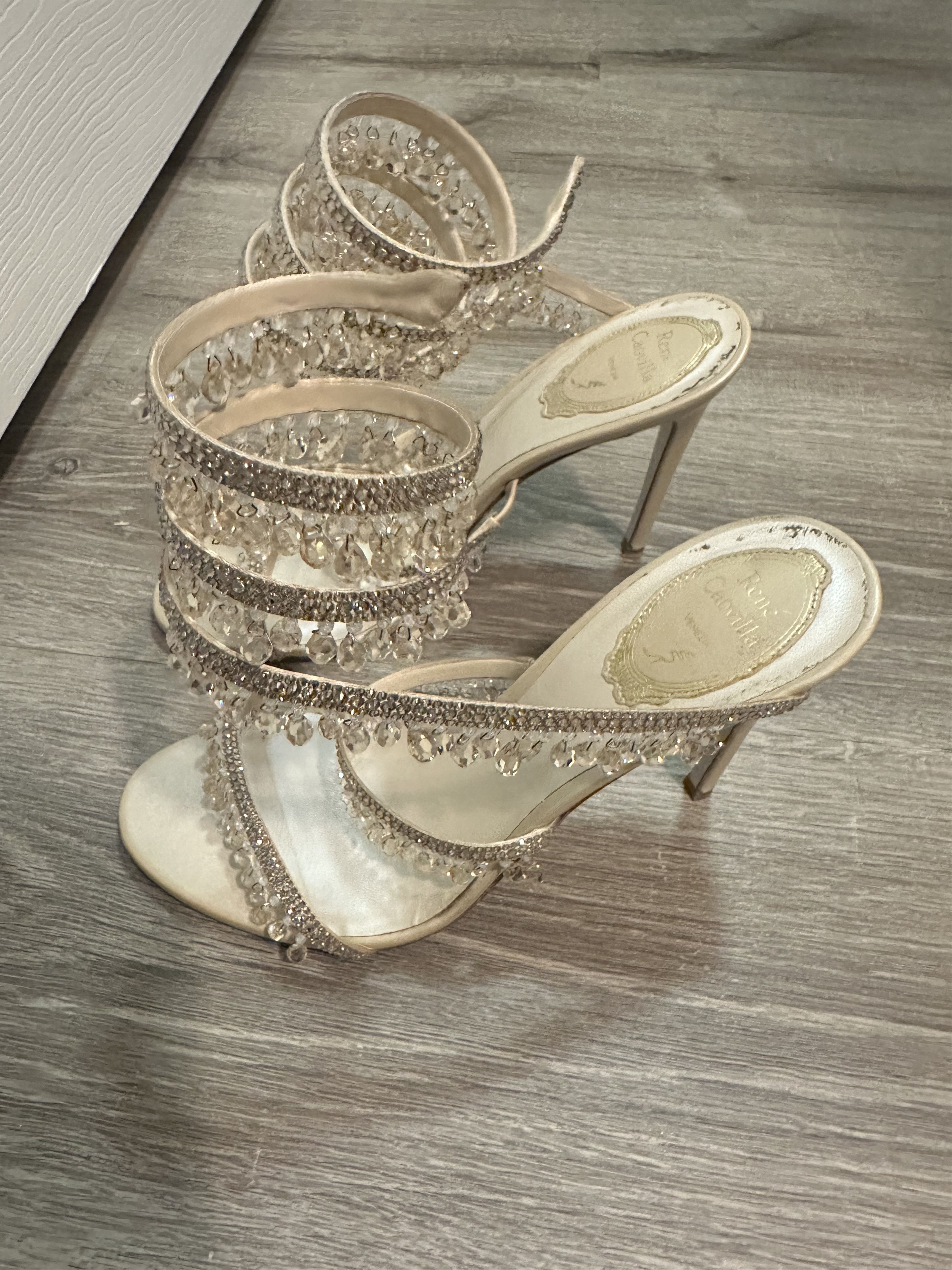 Rene Caovilla Rene Caovilla Satin Strass Chandelier Snake Wrap Sandals Size US 8 / IT 38 - 2 Thumbnail
