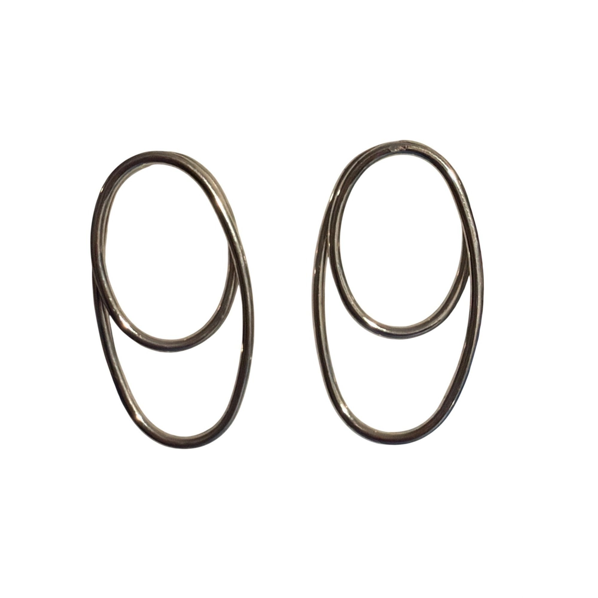 Other Silver Double Oval Drop Earrings Paperclip Pierced 2" Drop 1 Size ONE SIZE - 1 Thumbnail