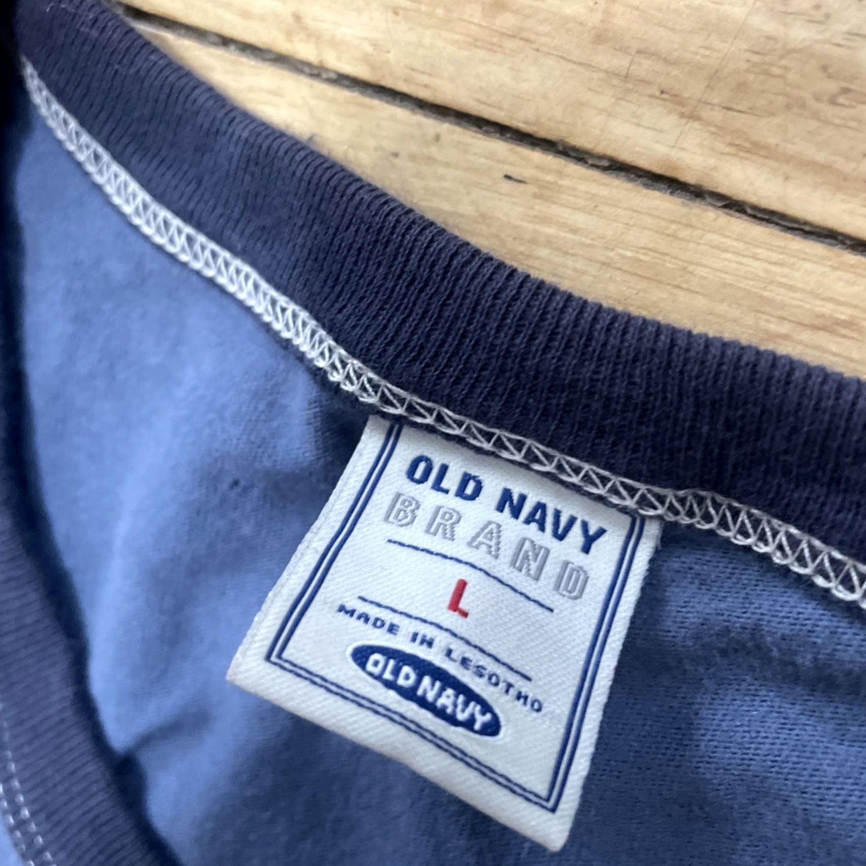 Old Navy VINTAGE Old Navy Shirt Men L Blue White Stitching Crew Neck Short Sleeve T-Shirt 90s USA Skater Preppy Beach Size US L / EU 52-54 / 3 - 6 Thumbnail