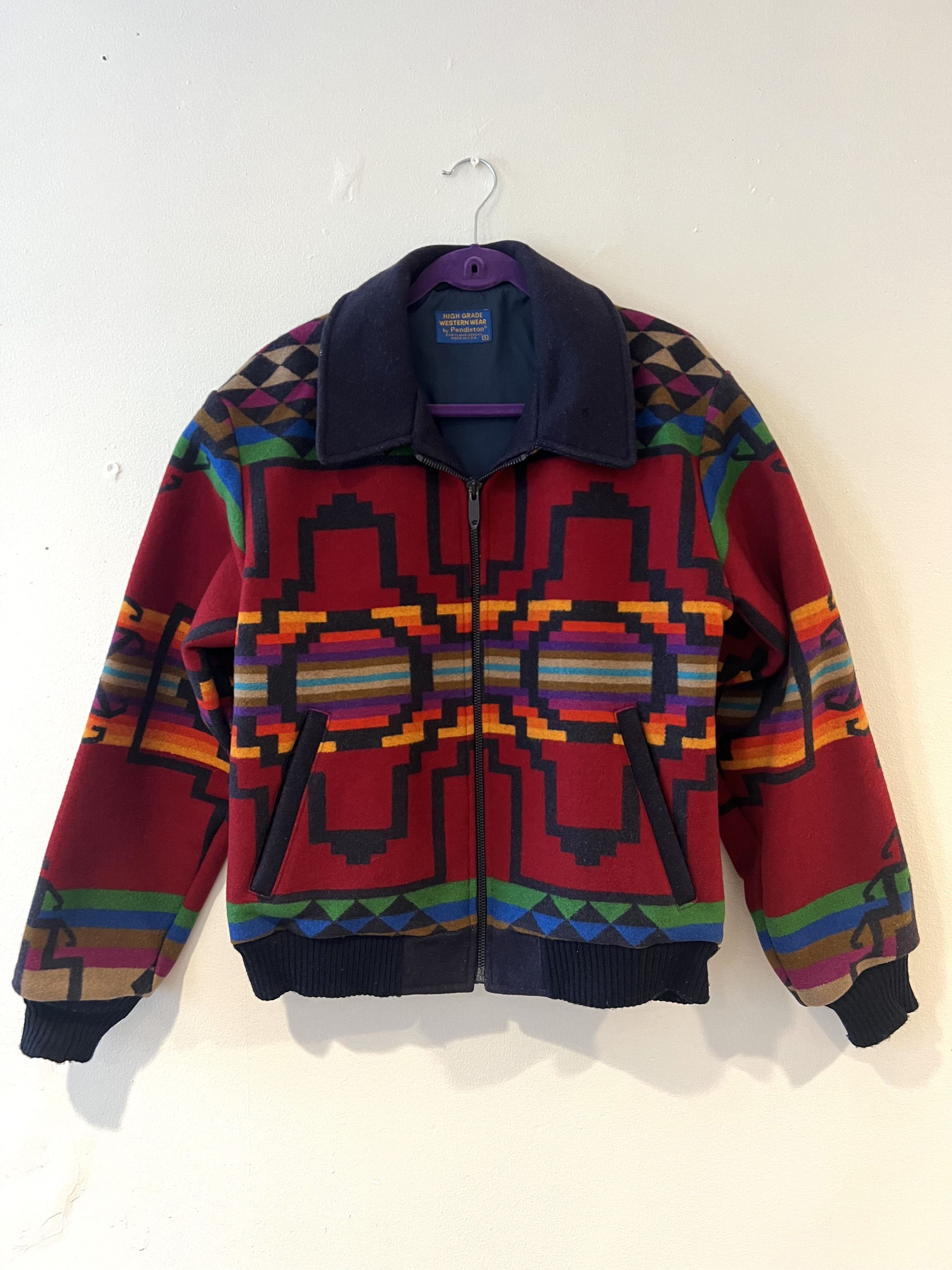 image of Pendleton Navajo Western Wool Bomber Jacket in Red, Men's (Size Small)