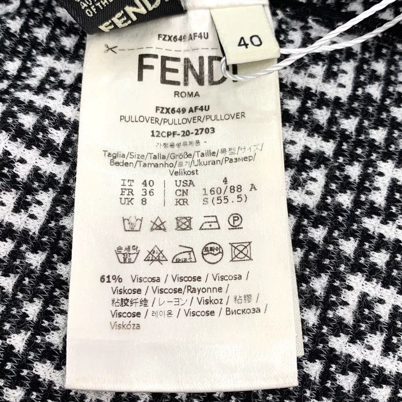 Fendi FENDI Black and White Monogram Printed Round Neck Short Sl Size XS / US 0-2 / IT 36-38 - 6 Thumbnail