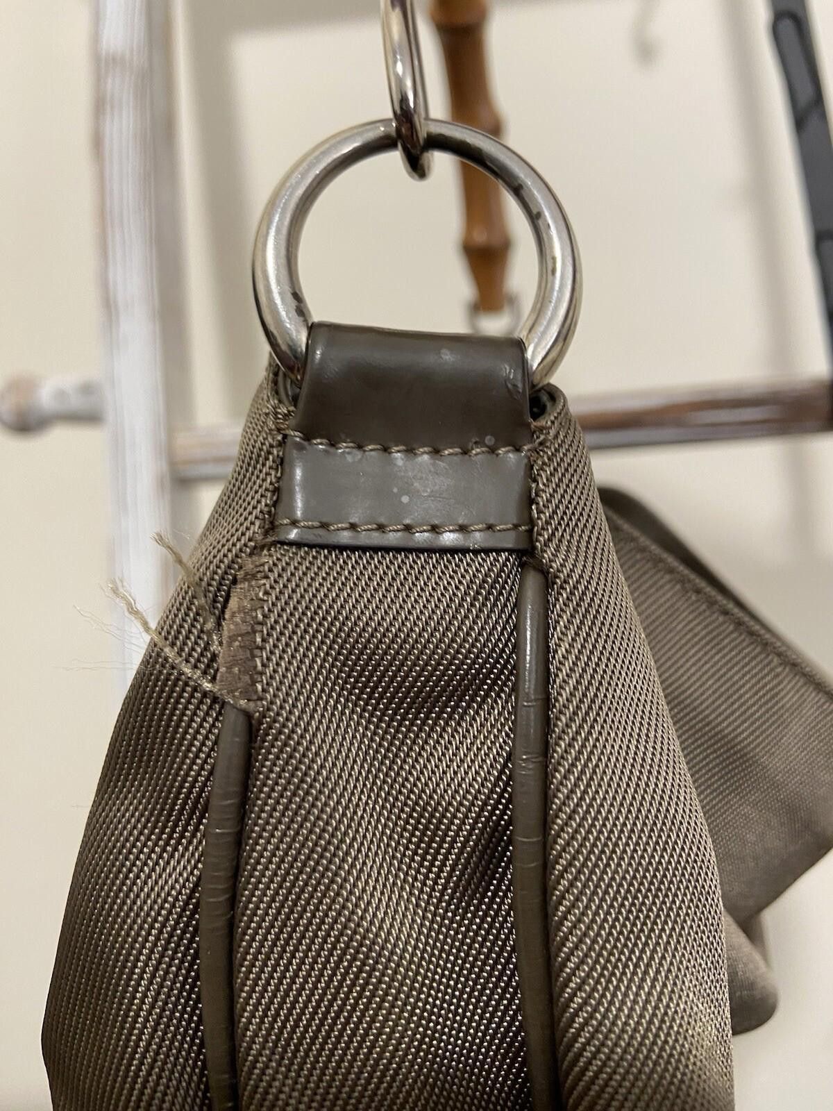 Gucci Gucci bamboo khaki brown nylon hand shoulder bag, fair cond Size ONE SIZE - 11 Thumbnail