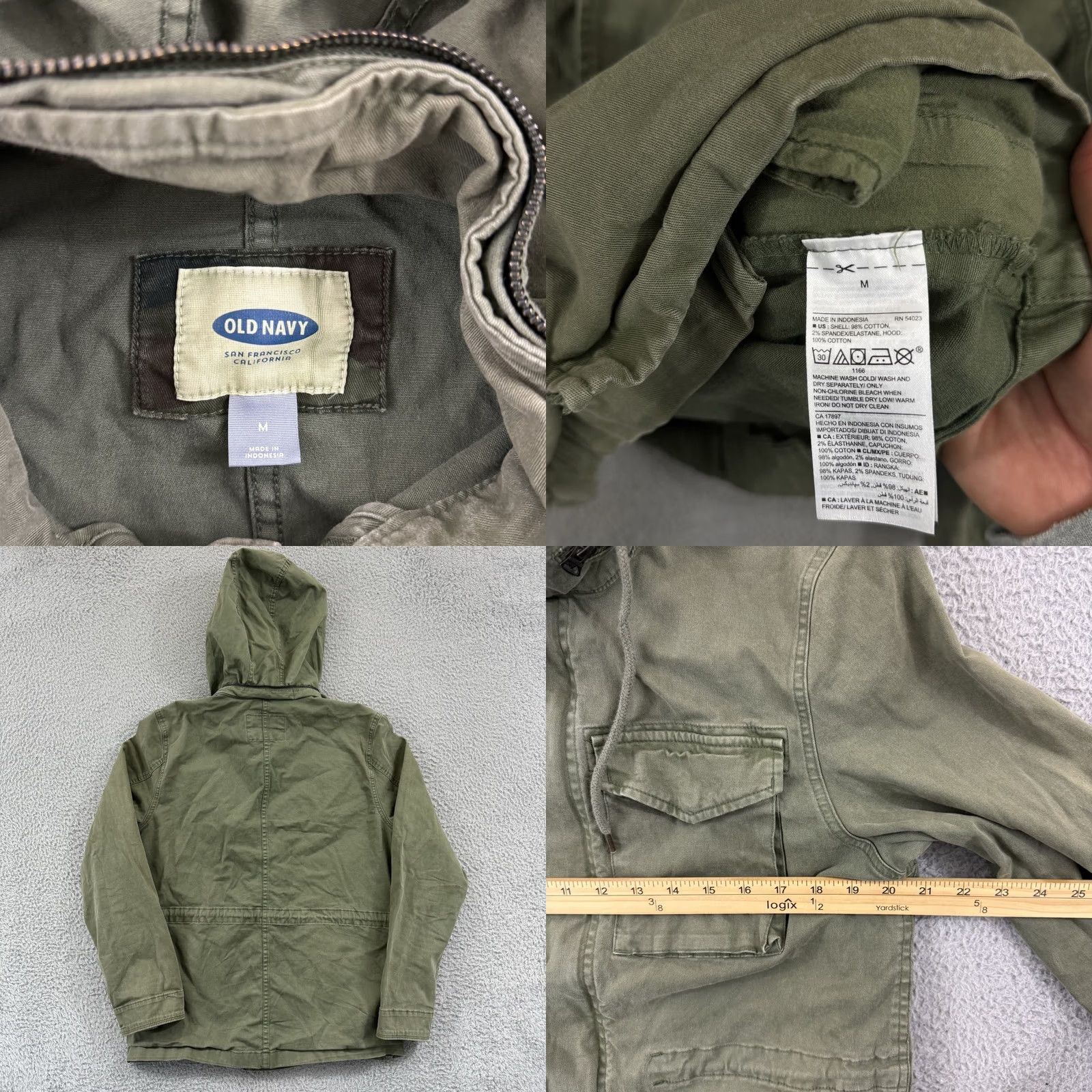Old Navy VINTAGE Old Navy Jacket Womens Medium Green Zip Snap Hooded Utility Military Y2K Size M / US 6-8 / IT 42-44 - 8 Thumbnail