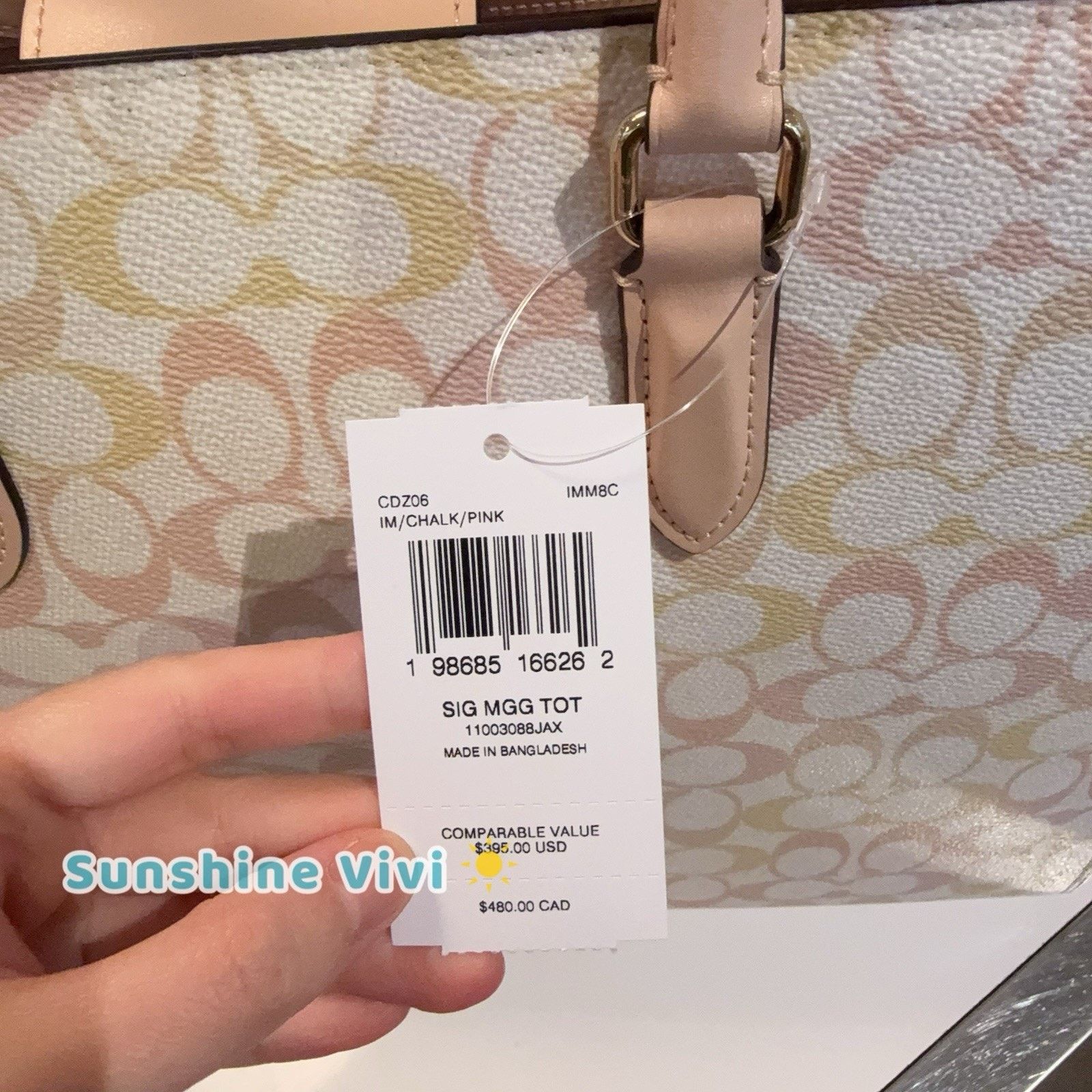 Coach NWT Coach Maggie Tote Bag Pretty Signature Chalk/Pink CDZ06 Size ONE SIZE - 4 Thumbnail