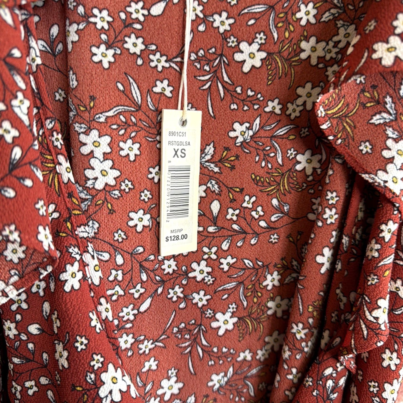 Vintage Max Studio Midi Wrap Dress Orange Floral Womens XS NWT Size XS / US 0-2 / IT 36-38 - 3 Thumbnail