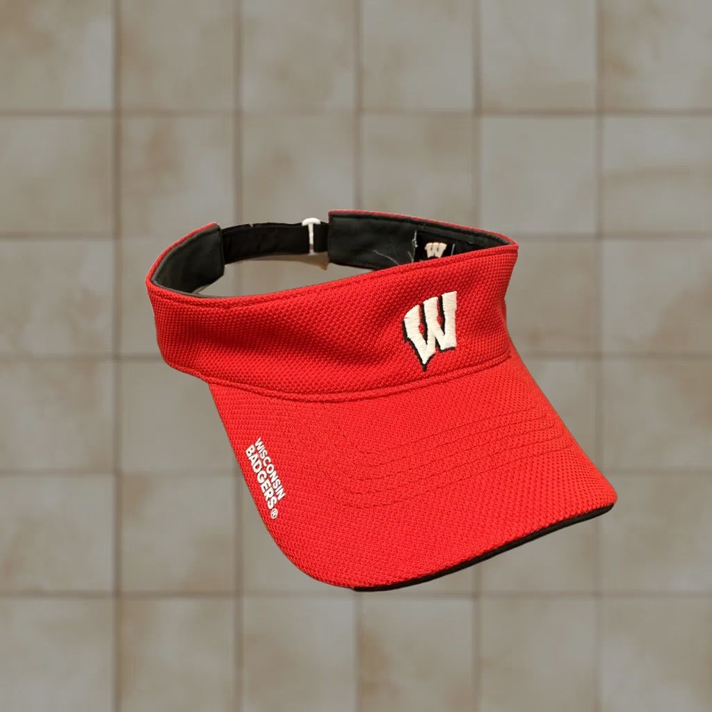 Adidas Adidas Visor Unisex Adults Red NCAA Wisconsin Badgers Adjustable Canvas Cotton Polyester Breathable Lightweight 2010s Sports Hat Size ONE SIZE - 1 Thumbnail