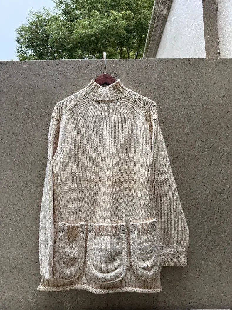 Yohji Yamamoto size os Beige pocket wool sweater