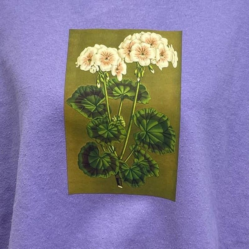 Hanes Hand Printed Womens 2X Page Flower Long Sleeve Sweatshirt Size XXL / US 16-18 / IT 52-54 - 2 Thumbnail