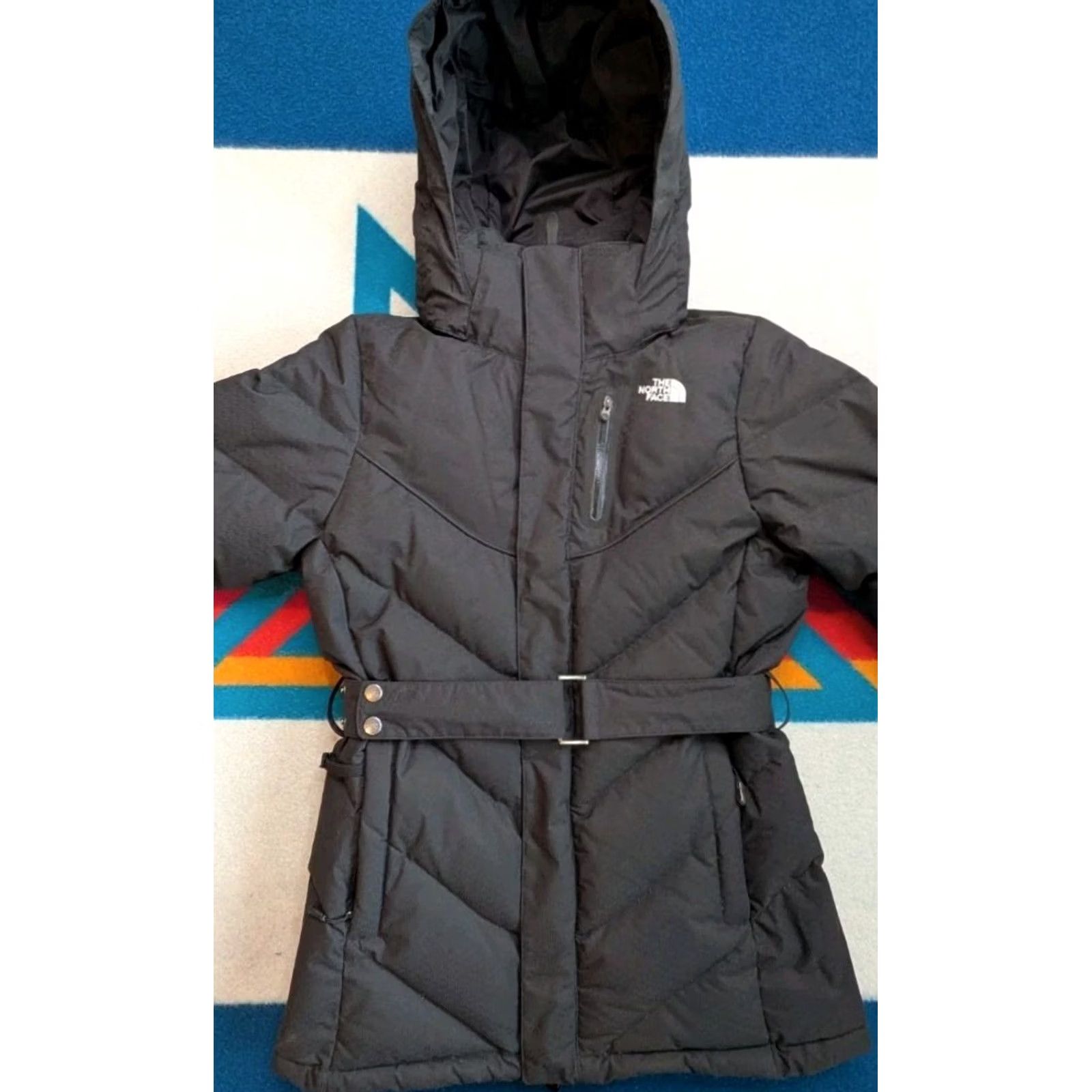 The North Face North Face Womens Small Black Hooded 600 Down Puffer Jacket Full Zip Belted Size S / US 4 / IT 40 - 2 Thumbnail