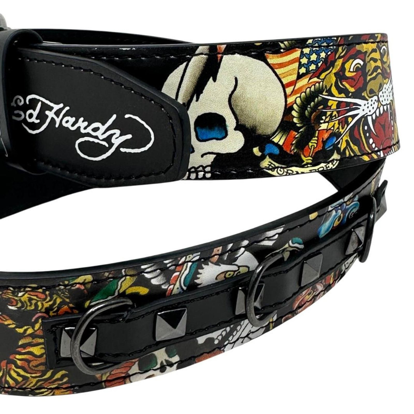 Ed Hardy Ed Hardy Men's Skull Tiger Print With Rivet Studs & D-Rings Size 40 - 2 Thumbnail