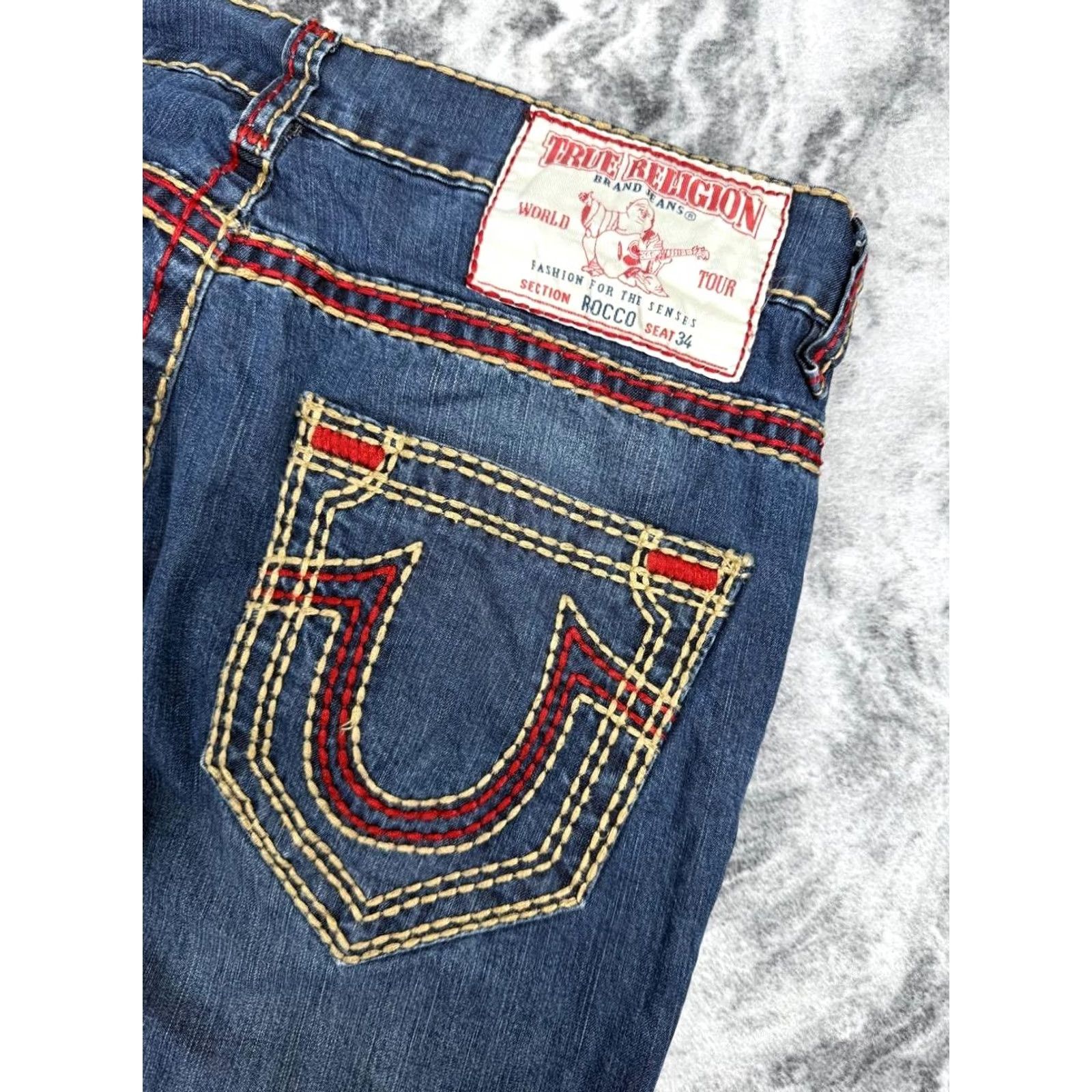 True Religion VINTAGE True Religion Rocco Denim Jeans Men 34x34 Blue 5-Pocket Straight Long Rise 10-12in Logo Pattern Solid Jeans Baggy Size US 34 / EU 50 - 3 Thumbnail