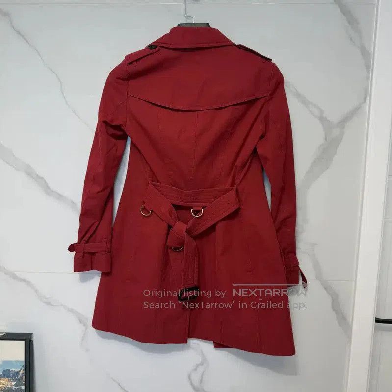 Burberry Burberry Red Cotton Striped Trench Coat. Size S / US 4 / IT 40 - 1 Thumbnail