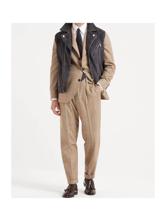 Brunello Cucinelli o1w1db10126 Checked Suit Set in Brown Size US S / EU 44-46 / 1 - 4 Thumbnail