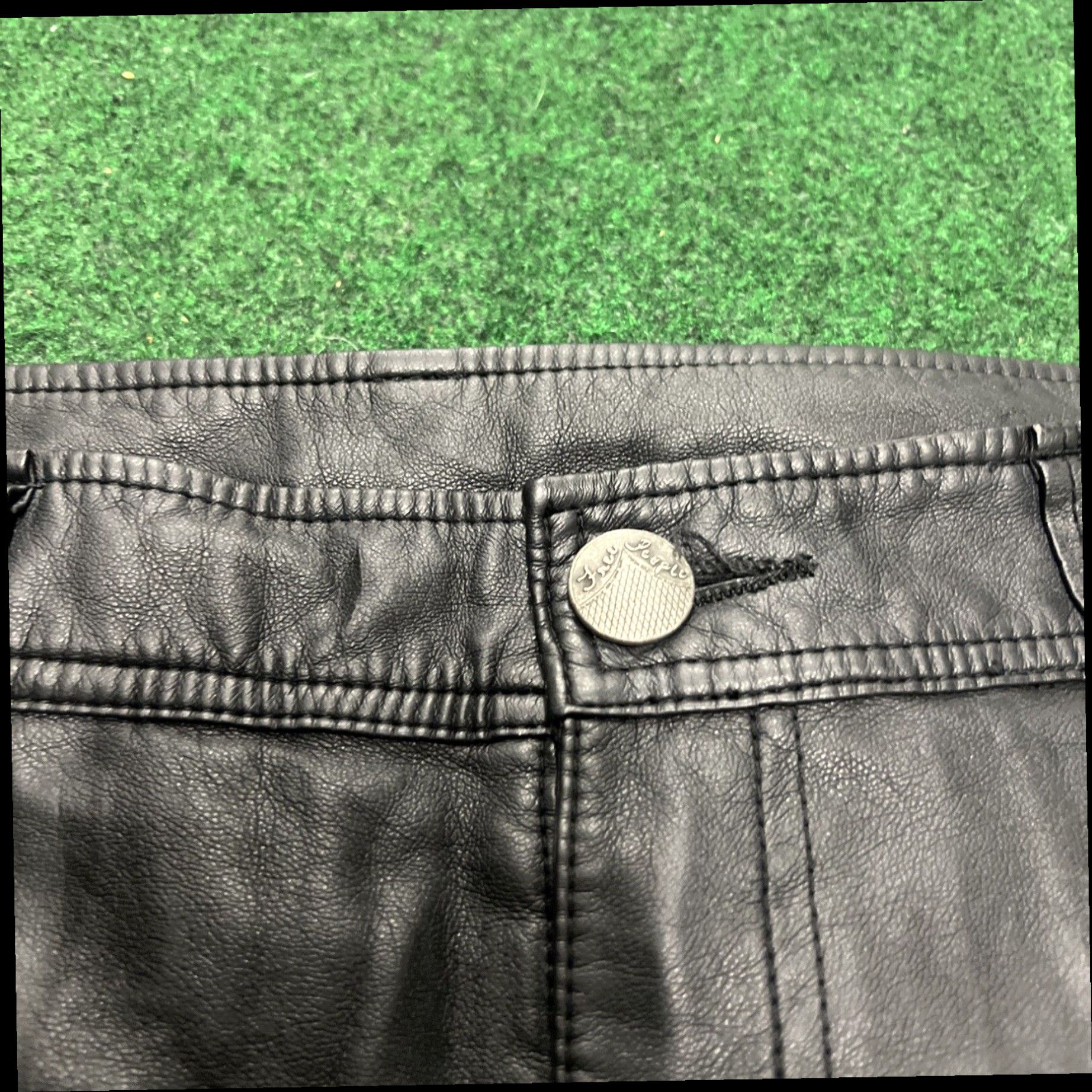 Free People FREE PEOPLE Faux Leather Black Moto Pants size 8 Ankle Zip High Rise Biker Size 30" / US 8 / IT 44 - 6 Thumbnail