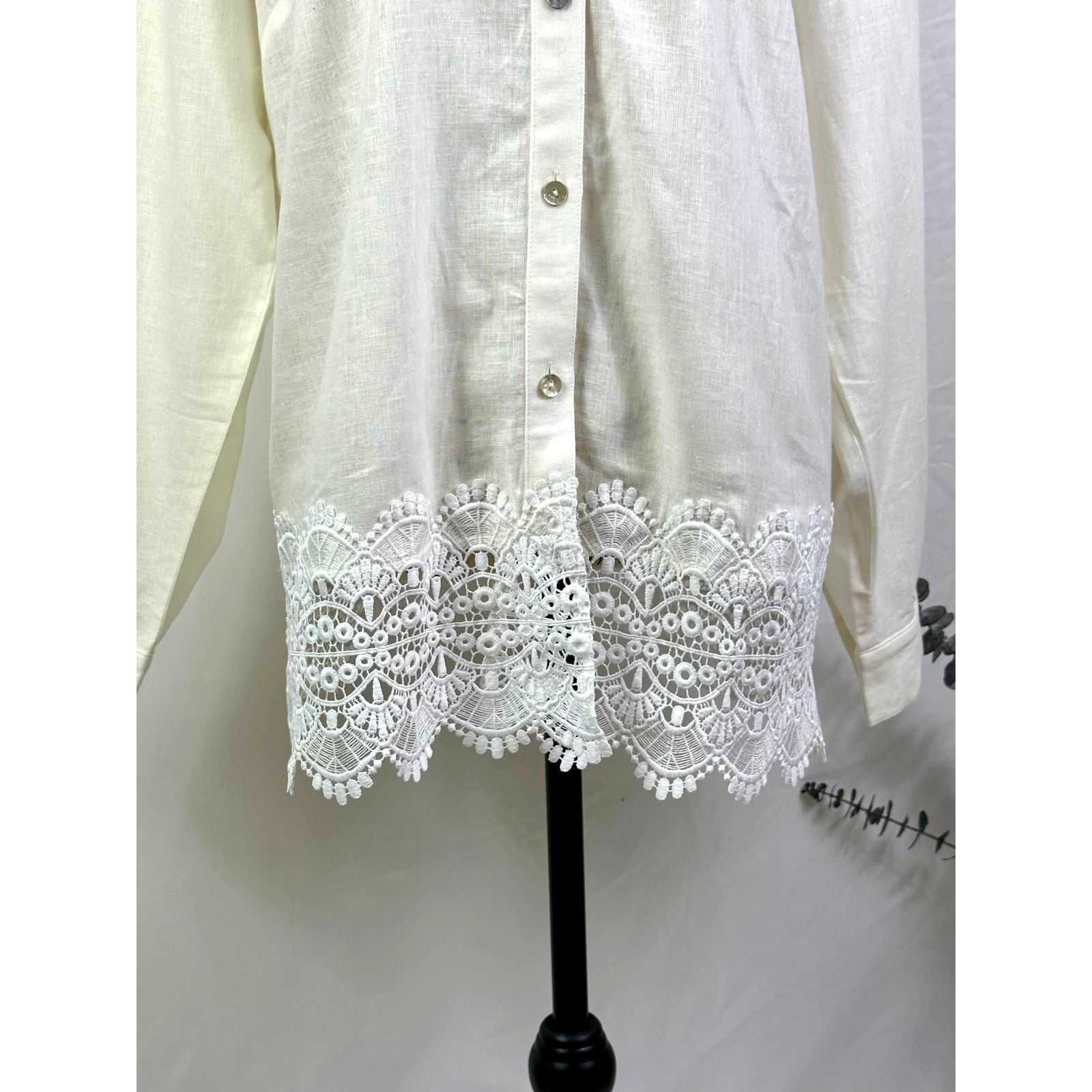 Other Susan Graver Cross-Dyed Linen Blend Button Shirt Cream M Size M / US 6-8 / IT 42-44 - 7 Thumbnail