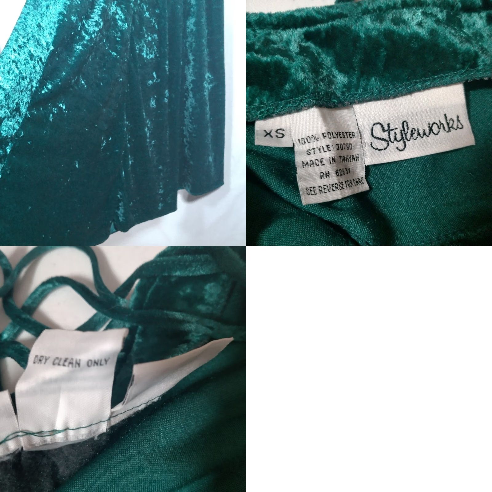 AQUA VINTAGE Styleworks Dress XS Aqua Velour Fairy Renaissance Whimsical Forest 90s Style 52" Long Size XS / US 0-2 / IT 36-38 - 8 Thumbnail