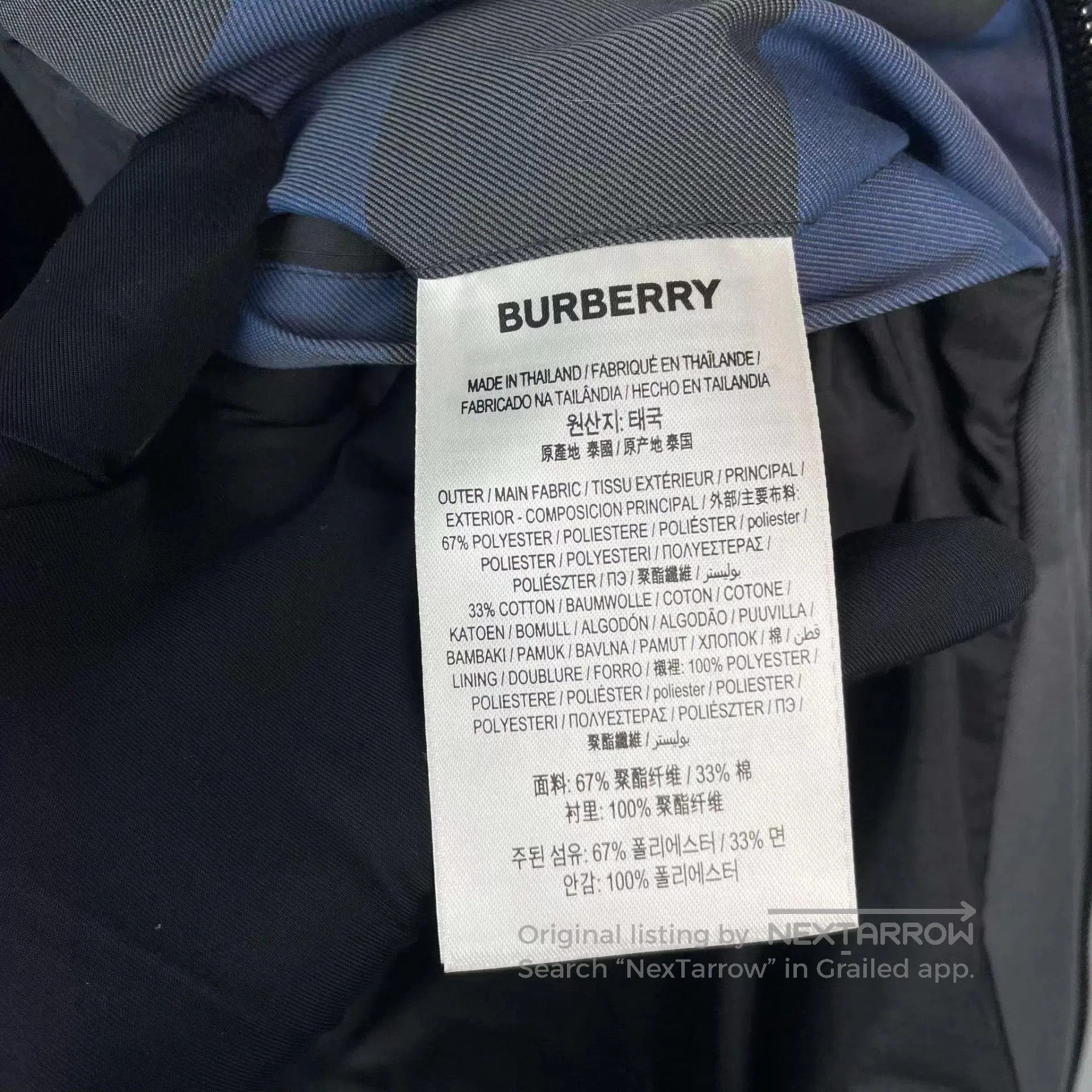 Burberry Hooded Checkered Light Jacket Blue Size M. Size US M / EU 48-50 / 2 - 4 Thumbnail