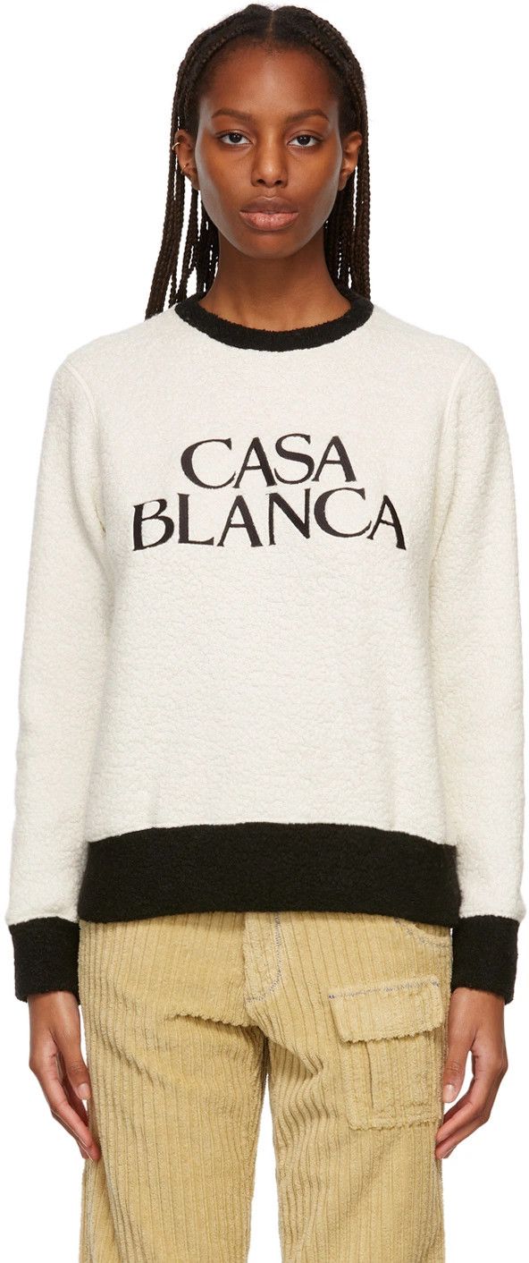 Casablanca White Two-Tone Fleece Logo Sweatshirt Size XS / US 0-2 / IT 36-38 - 1 Thumbnail