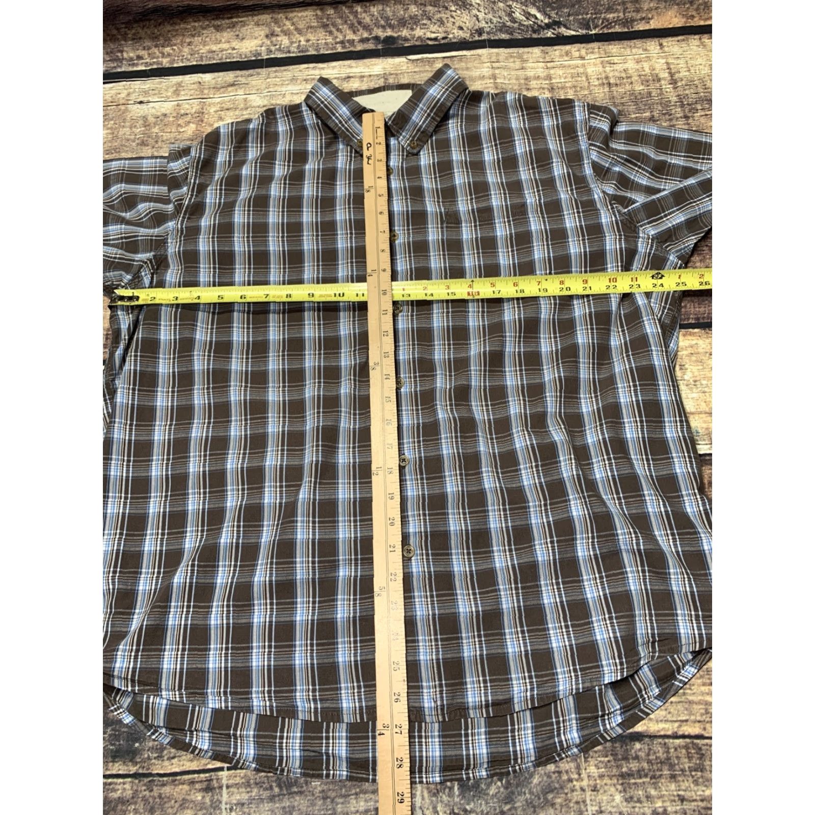 Wrangler Wrangler Shirt Mens XL Short Sleeve Brown White Blue Plaid Button Up Western Shirt Size US XL / EU 56 / 4 - 4 Thumbnail