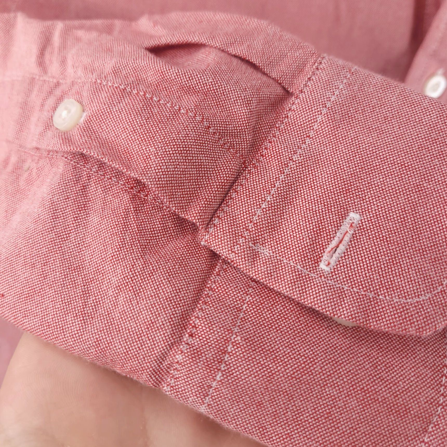 Pinko Saddlebred Shirt Mens Medium Oxford Long Sleeve Button Red Pink Cotton Salmon Size US M / EU 48-50 / 2 - 5 Thumbnail