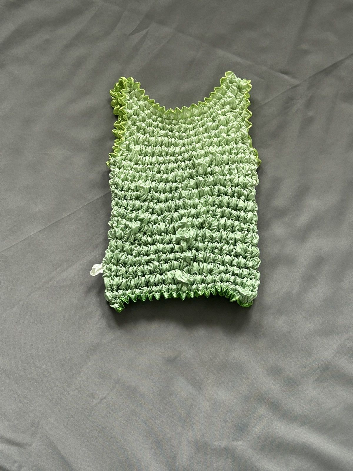 Vintage Green Shiny Stretch Scrunch Top – One Size Fits Most Size M / US 6-8 / IT 42-44 - 2 Thumbnail