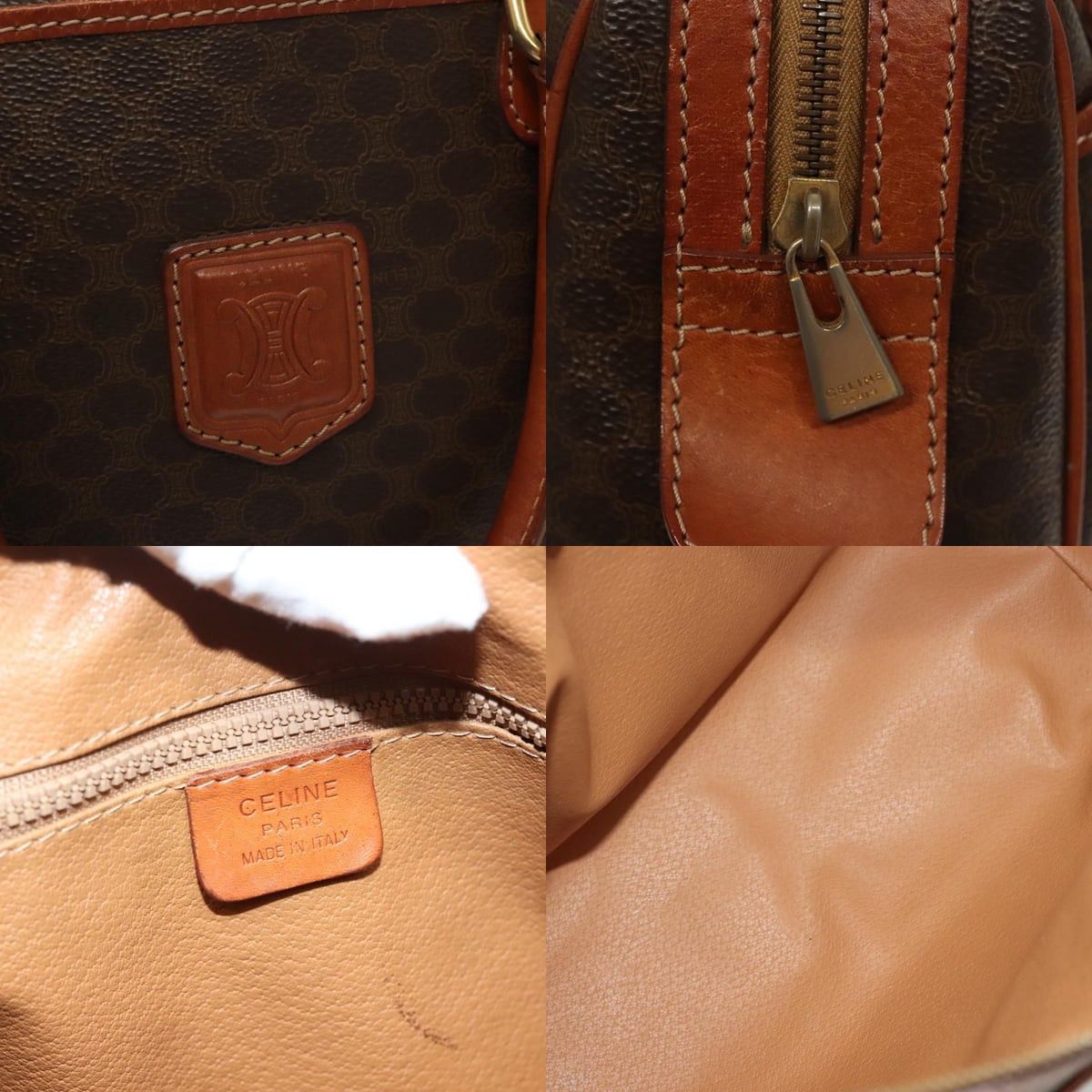 Celine CELINE Macadam Canvas Hand Bag Pvc Leather Brown Gold Size ONE SIZE - 11 Thumbnail