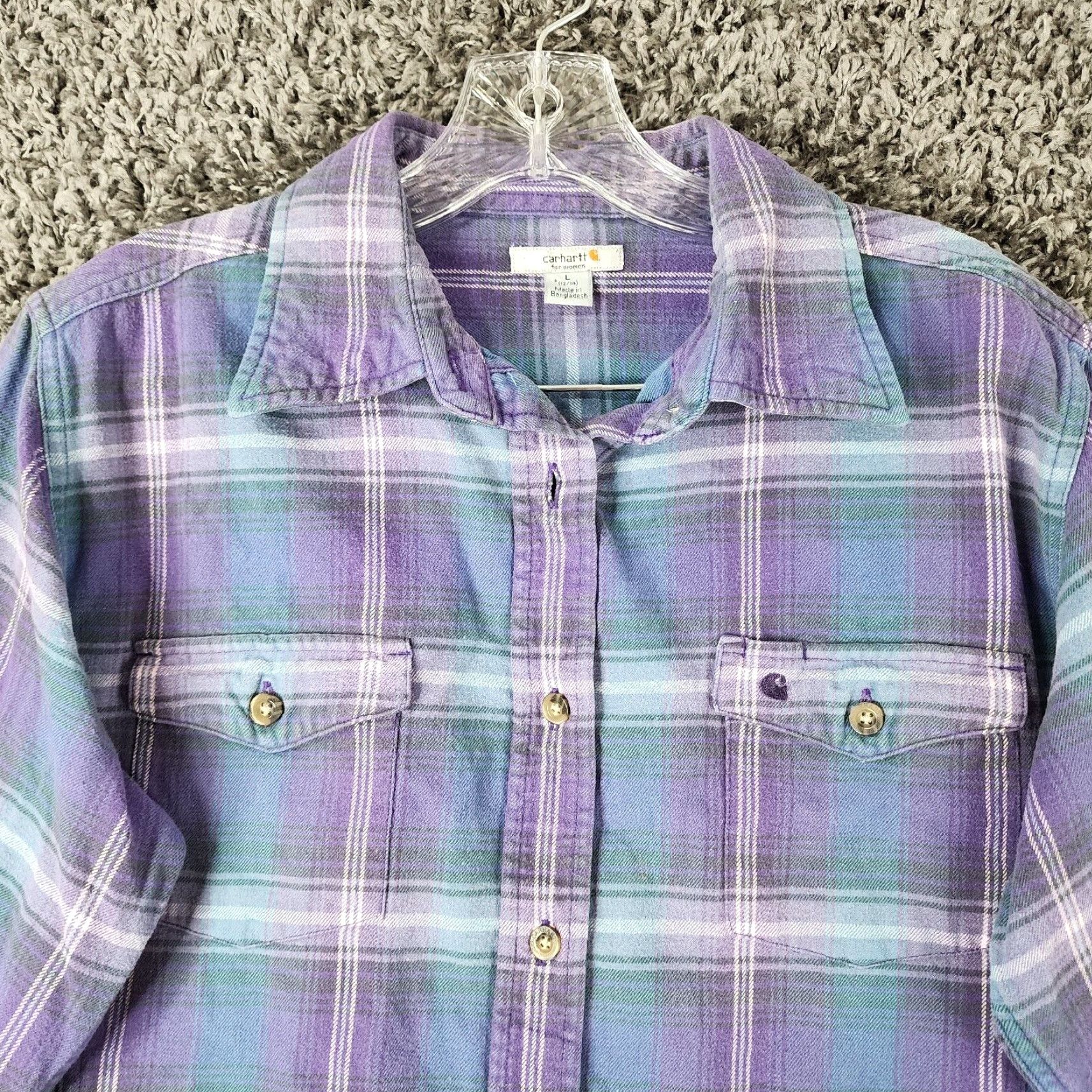 Carhartt Carhartt Womens Purple Plaid Long Sleeve Button Up Size L Size L / US 10 / IT 46 - 3 Thumbnail