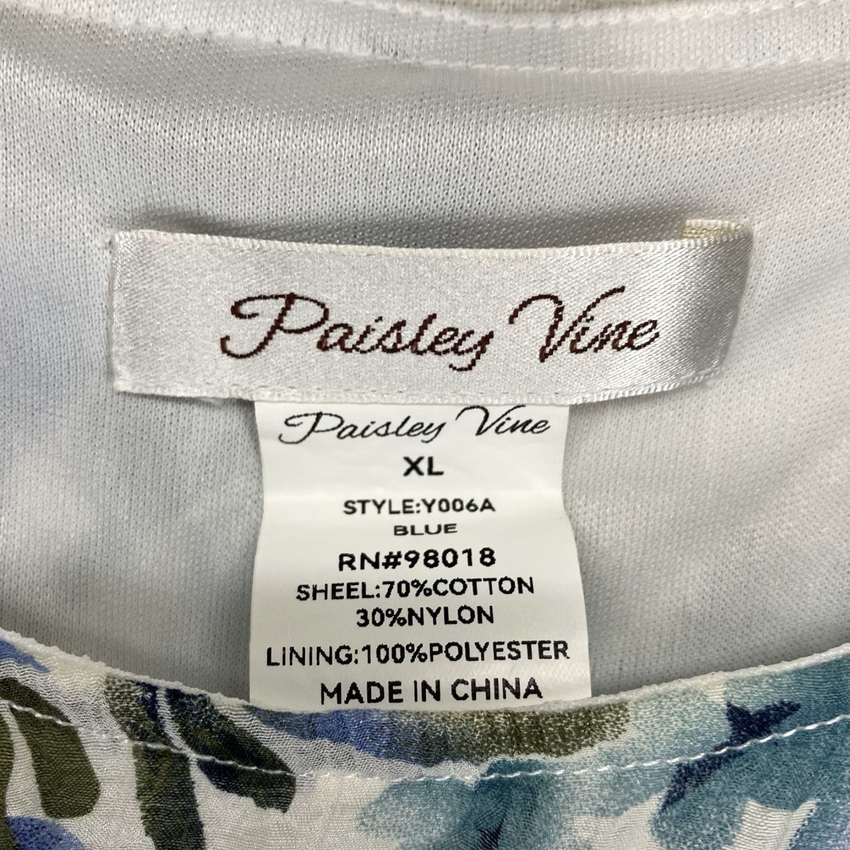 Gloverall Paisley Vine Blouse Shirt Women's XL All Over Flower Print Top Tunic Bohemian 80s Art Floral Multicolor Lined Sheer Sleeves Casual Size XL / US 12-14 / IT 48-50 - 3 Thumbnail