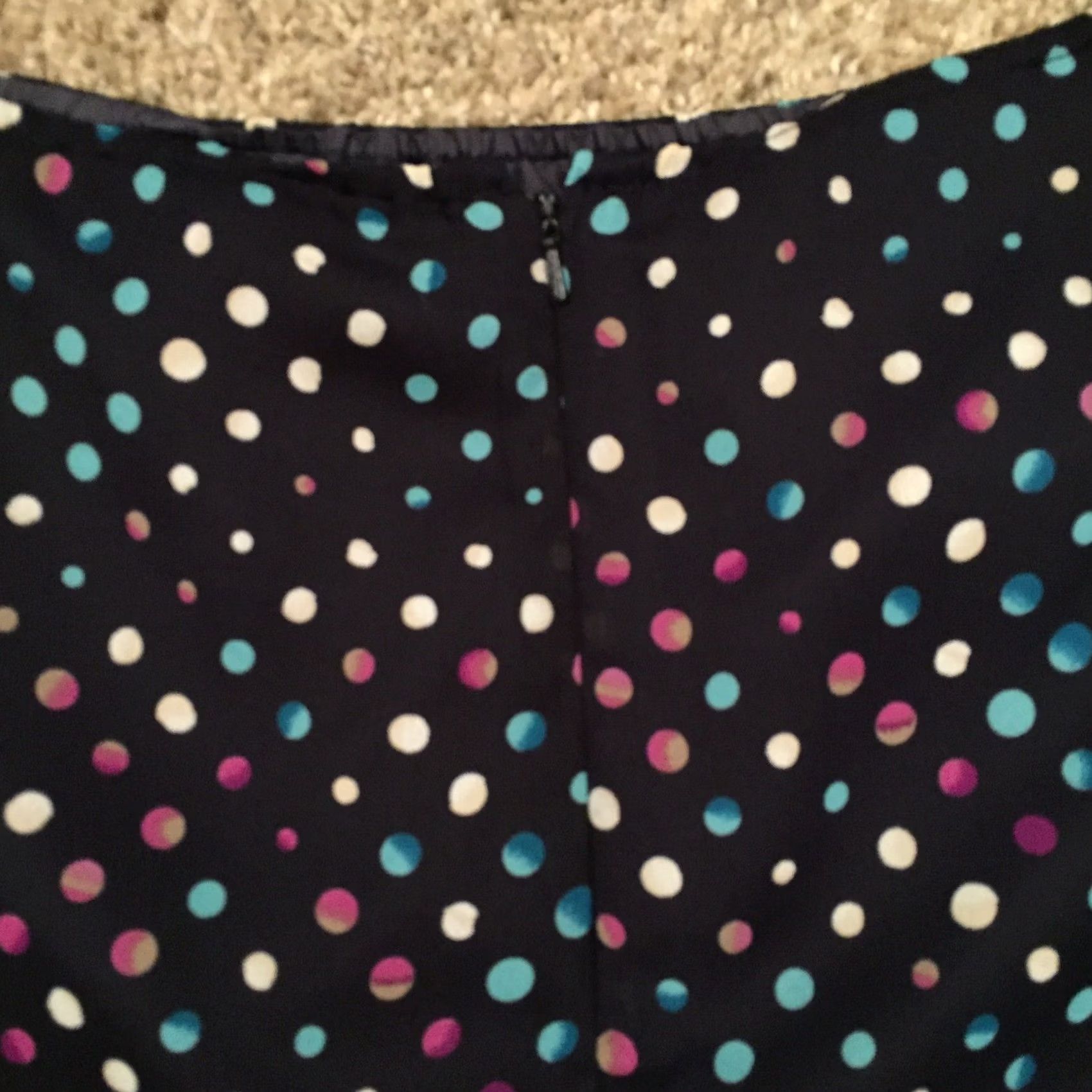 Vintage JG Hook Skirt Midi Polka Dot Blue Lined A-Line Asymmetric 12 Women Regular Polyester XS? Size 34" / US 12 / IT 48 - 7 Thumbnail