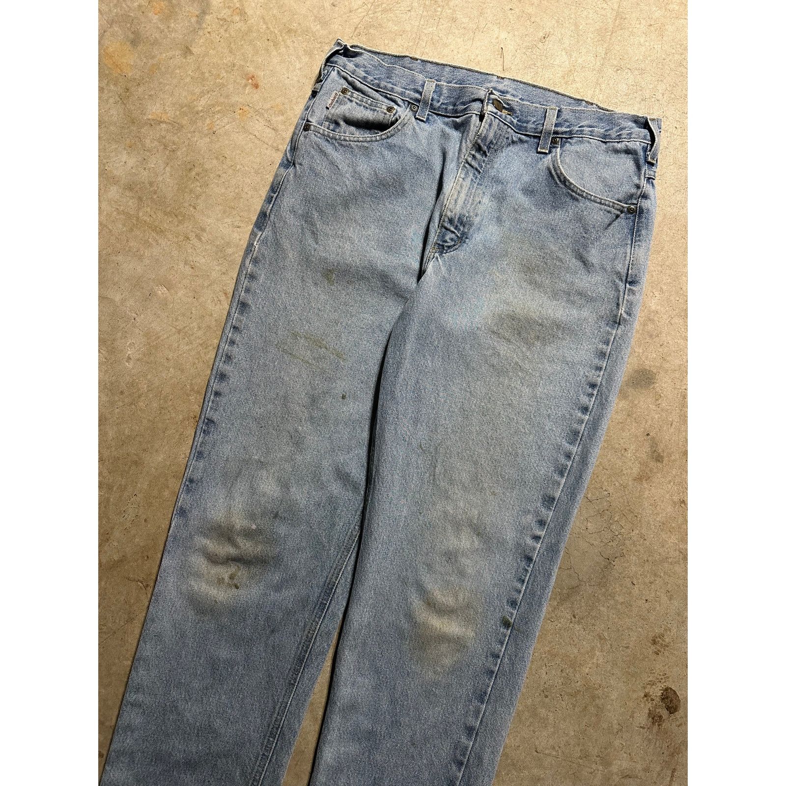 Carhartt × Vintage Vintage Carhartt Light Denim StoneWash Carpenter Pant 36x32 Size US 36 / EU 52 - 4 Thumbnail