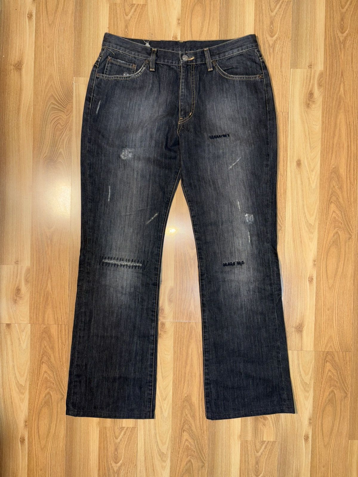 RIFLE Y2K streetwear Rifle brand Distressed Flared jeans Size US 32 / EU 48 - 1 Thumbnail