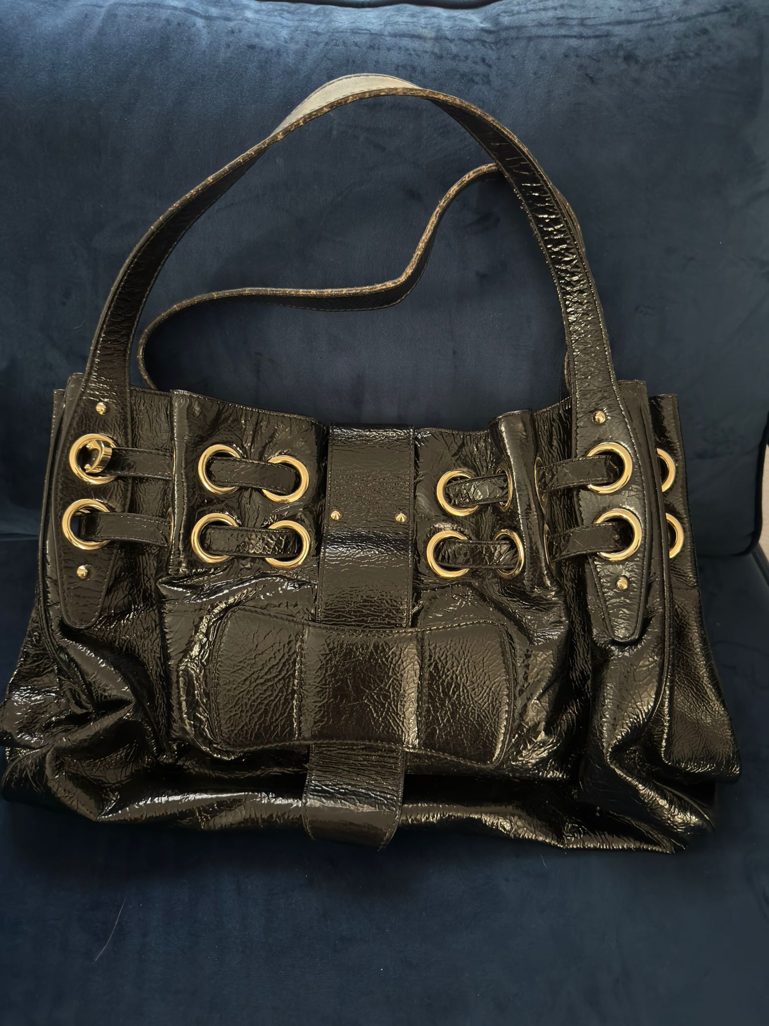 Jimmy Choo Jimmy Choo Ramona Black Patent Leather Shoulder Bag Size ONE SIZE - 2 Thumbnail