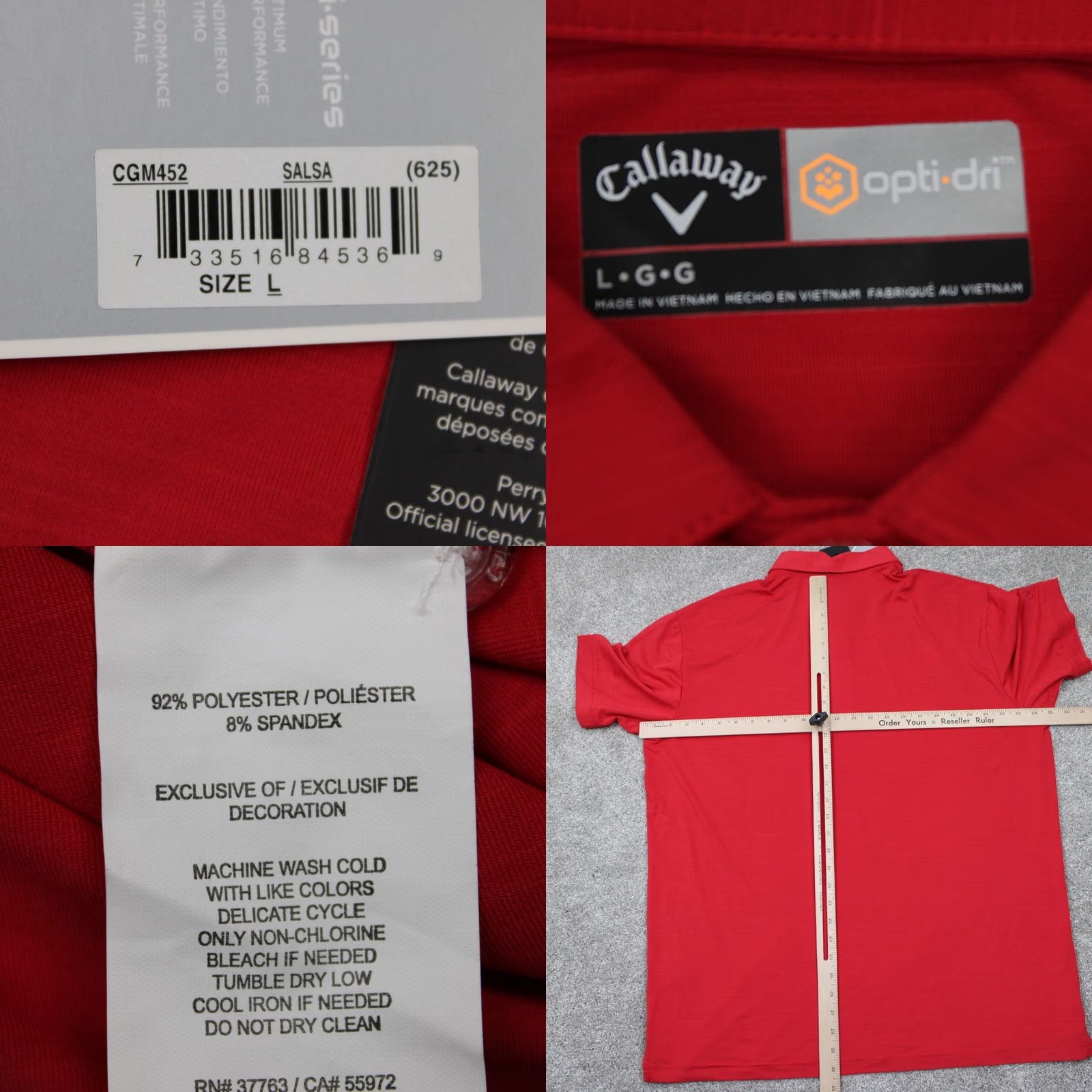 Callaway Callaway Polo Shirt Mens Large Red NWT Opti-Dri Cotton Polyester Stretch S/S Golf Shirt Size US L / EU 52-54 / 3 - 8 Thumbnail