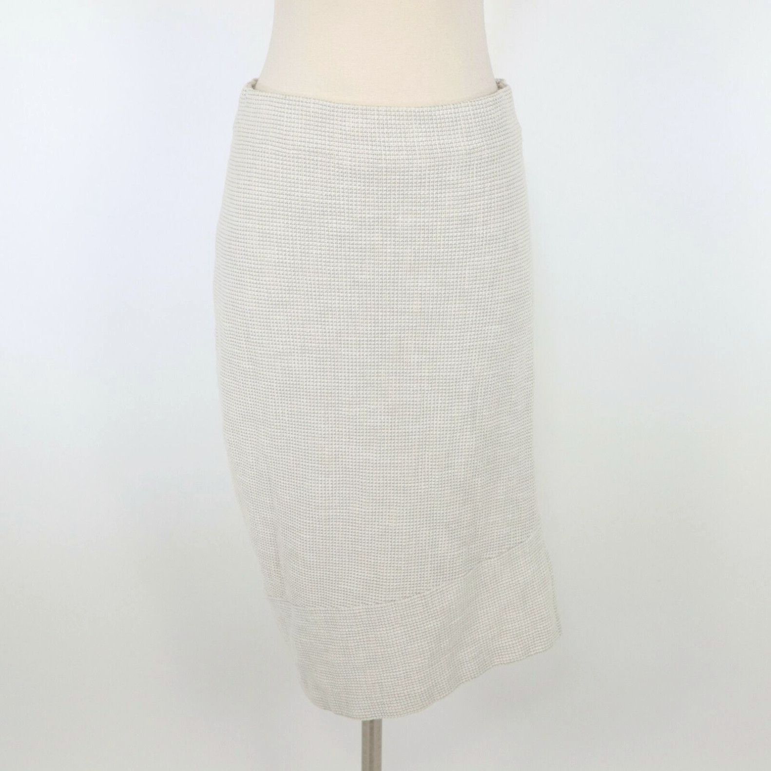 image of Vintage Zero + Maria Cornejo Midi Skirt 8 Asymmetrical Waffle-Knit Oatmeal Ivory Stretch in White, 