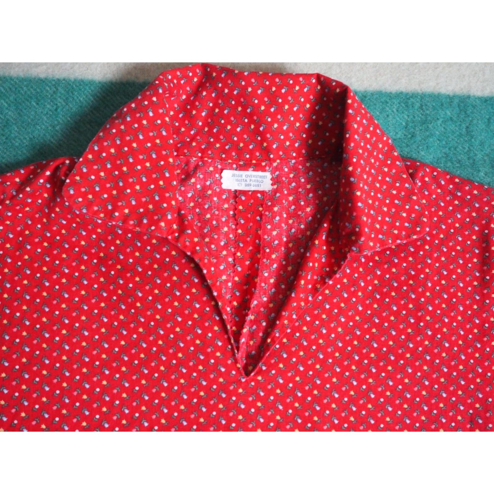 Bell VTG 70s Floral Rustic Red Western Bell Sleeve Boho Hippy Pullover Shirt L Mens Womens? Not specified Size L / US 10 / IT 46 - 2 Thumbnail